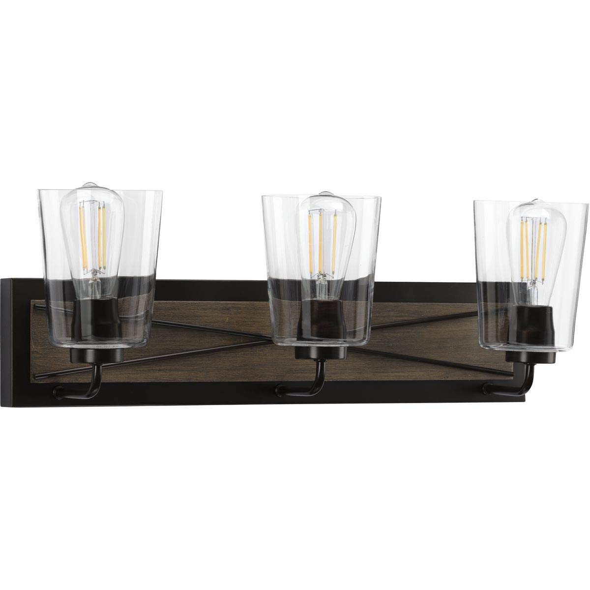 PROGRESS LIGHTING Briarwood Collection 3-Light Coastal Bathroom Vanity Fixture - Clear Glass Shade in Antique Bronze Finish | Perfect for Beach House, Coastal Decor & Bathroom Lighting Upgrade