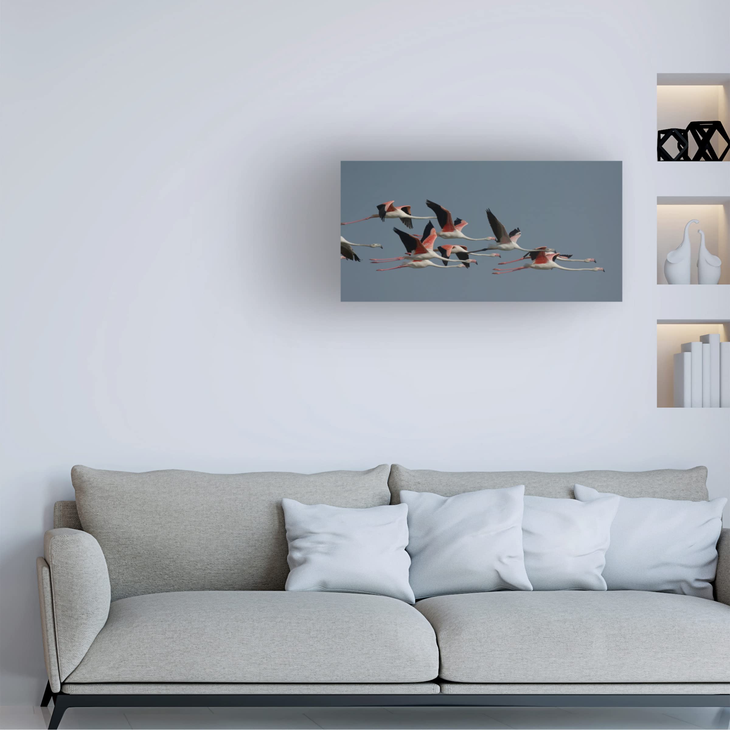 Flamingos Canvas Wall Art by Ahmet YILMAZ - Handmade Tropical Bird Painting for Living Room, Bedroom & Office Decor