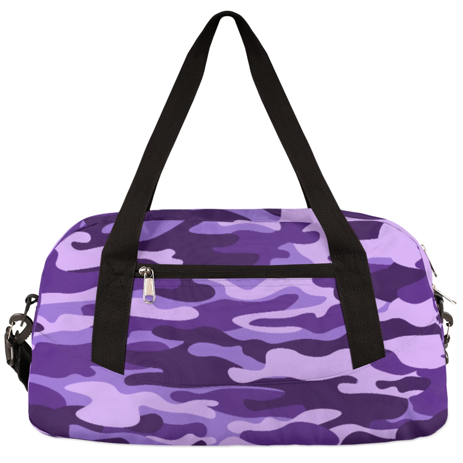 Purple Camouflage Kids Duffle Bag - Waterproof Sports Gym Bag for Boys & Girls | Overnight Weekender Travel Backpack for School, Camping & Sports Activities
