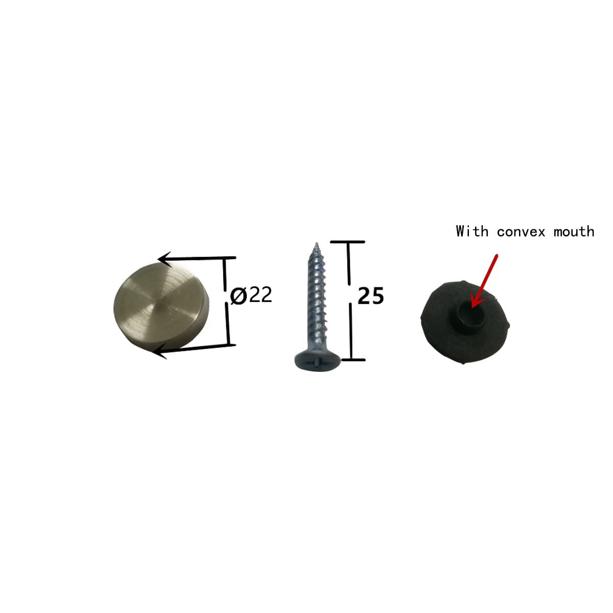 4PCS Stainless Steel Mirror Screws - 22mm Brushed Silver Decorative Cap Nails with Protruding Colloidal Particles for Signage, Advertising & Home Décor - Perfect for Retail Displays, Wall Mirrors & DIY Projects