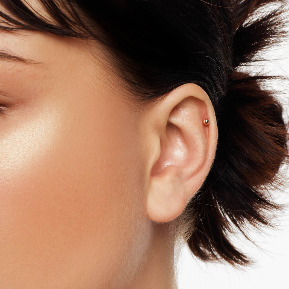 10k Rose Gold Ball Helix Single Stud Earring - Minimalist Cartilage Piercing Jewelry for Everyday Wear & Special Occasions