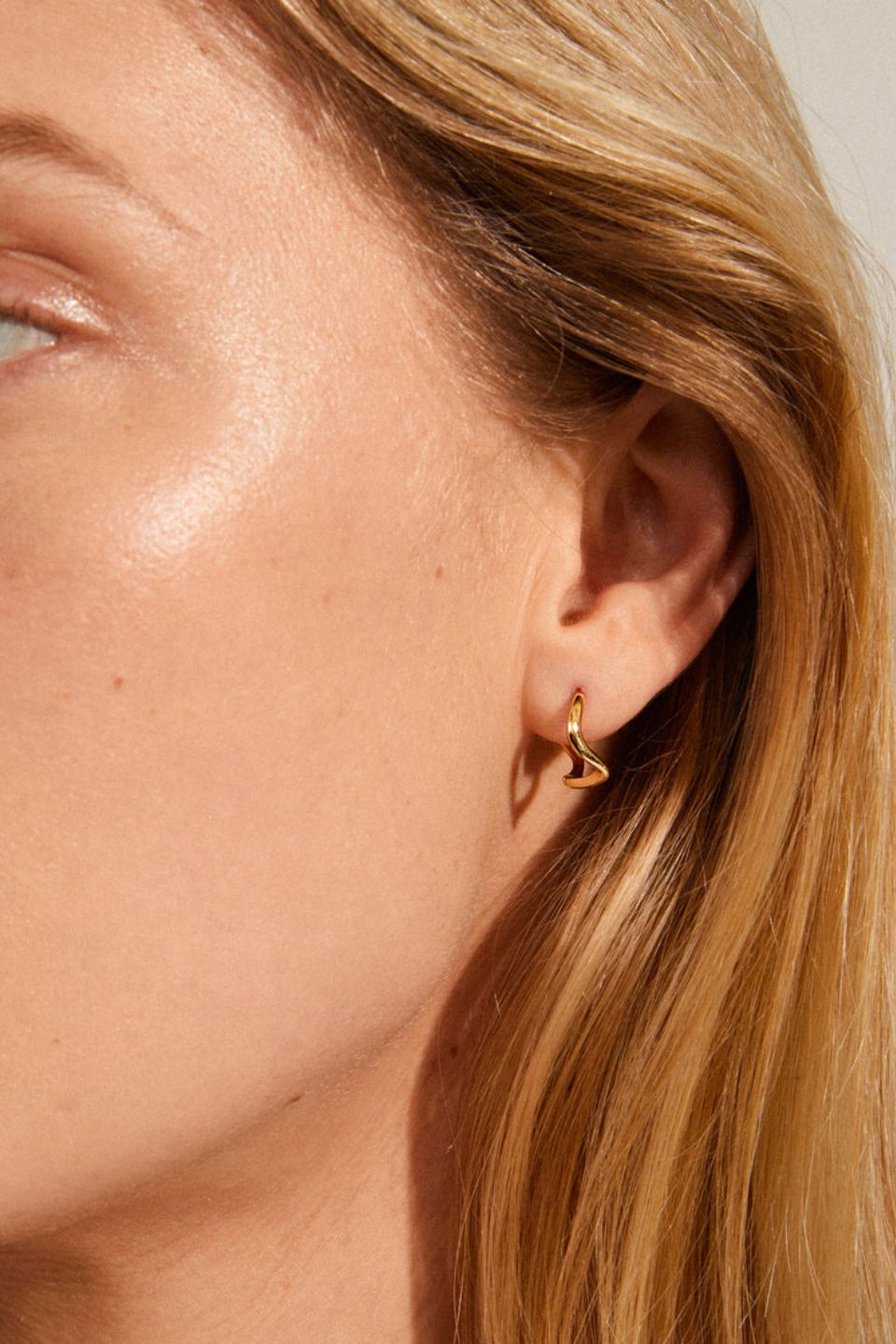 Alberte Organic Shape Hoop Earrings - 14K Gold Plated Dainty Minimalist Earrings for Women | Perfect for Everyday Wear, Office & Date Night