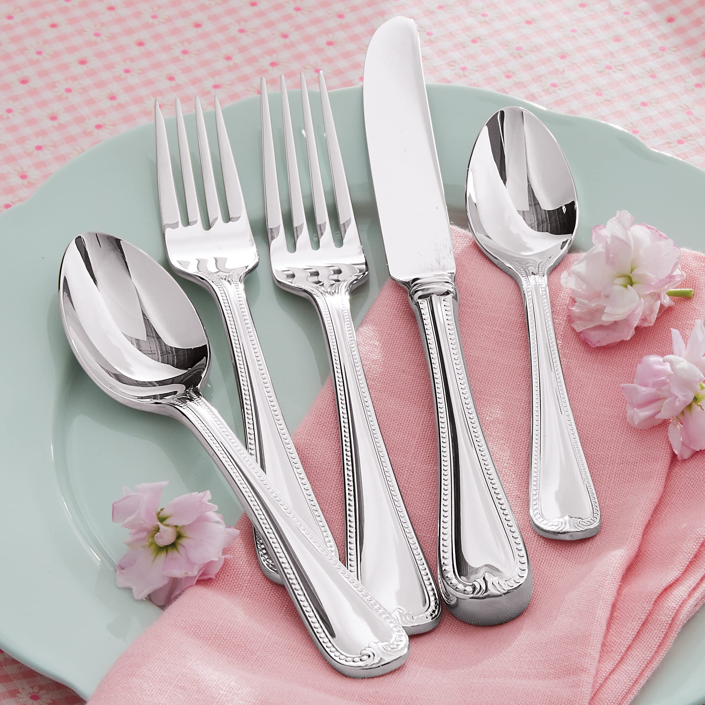 Lenox Off-White French Perle 4-Piece Place Setting & Vintage Jewel 5-Piece Dinnerware Set - Elegant Tableware for Fine Dining, Wedding Registry & Special Occasions
