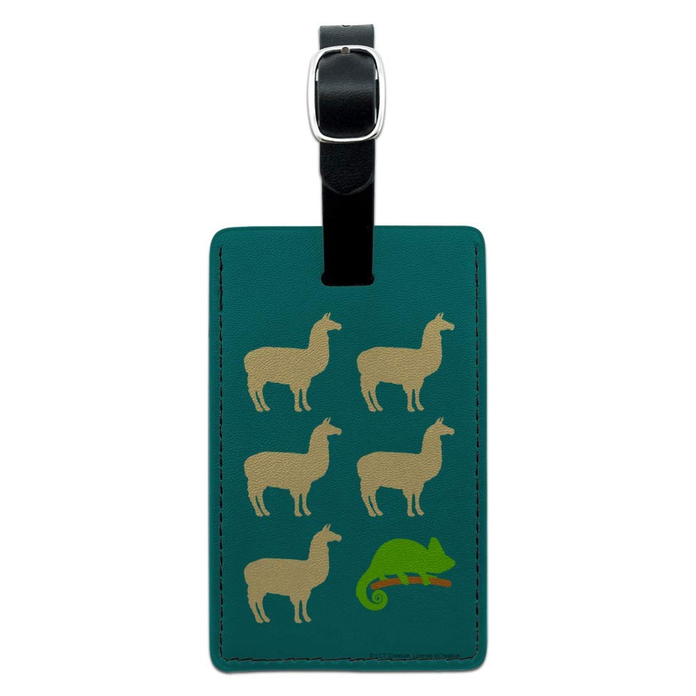 Funny Llama Chameleon Leather Luggage Tag - Rectangle Carry-On ID Tag for Suitcases, Backpacks & Travel Bags - Perfect for Vacation, Business Trips & Air Travel
