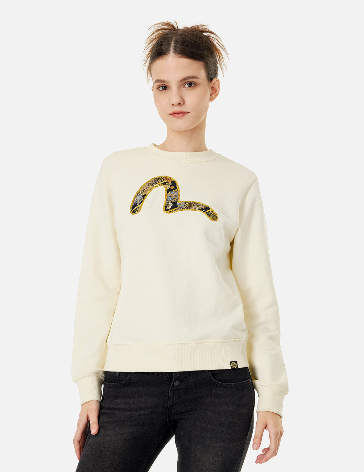 Seagull Brocade Appliqué & Embroidered Logo Regular Fit Sweatshirt | Casual Streetwear for Men & Women | Perfect for Fall Layering & Urban Fashion