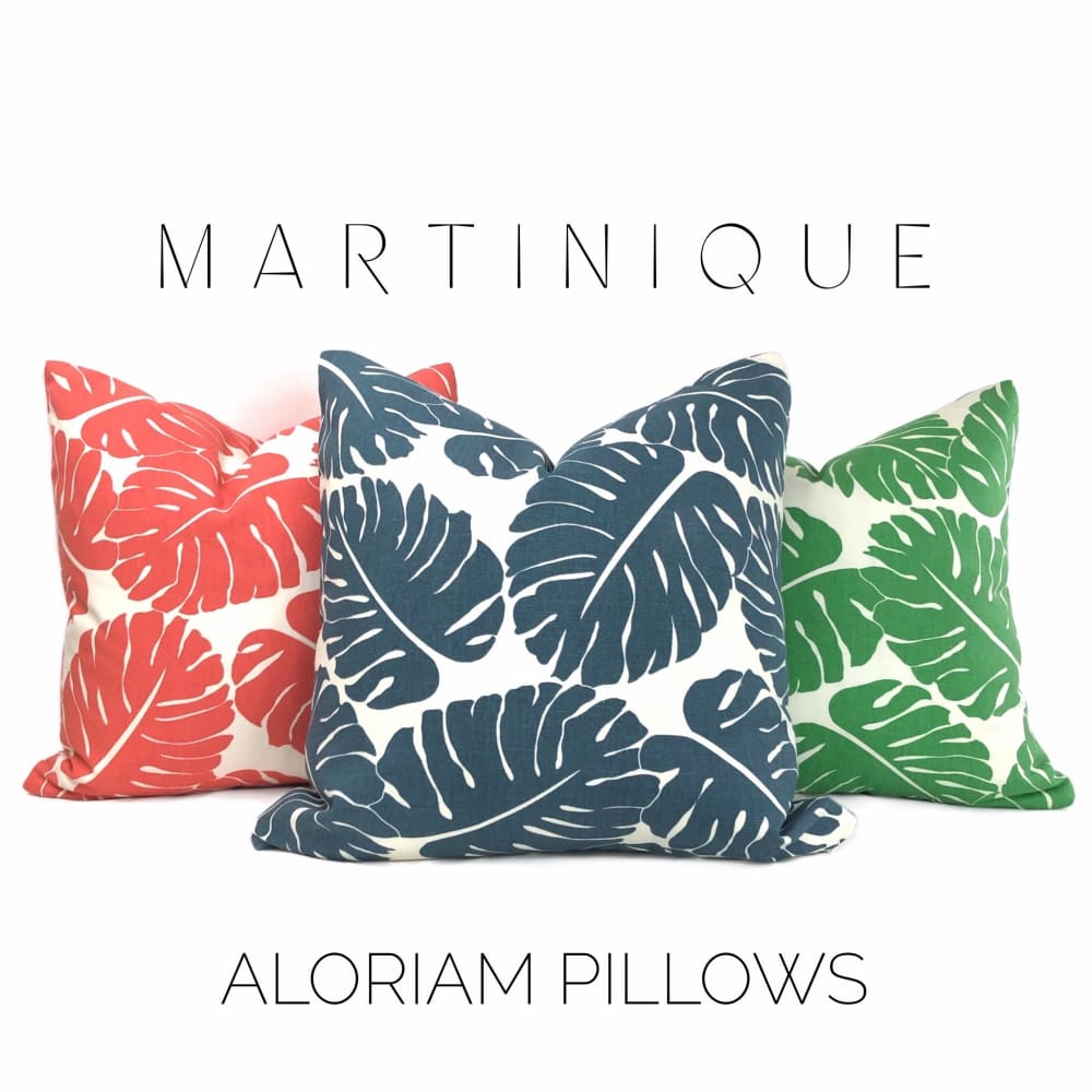 Martinique Coral Orange Modern Palm Leaf Print Pillow Cover - Tropical Home Decor for Living Room, Bedroom & Outdoor Use