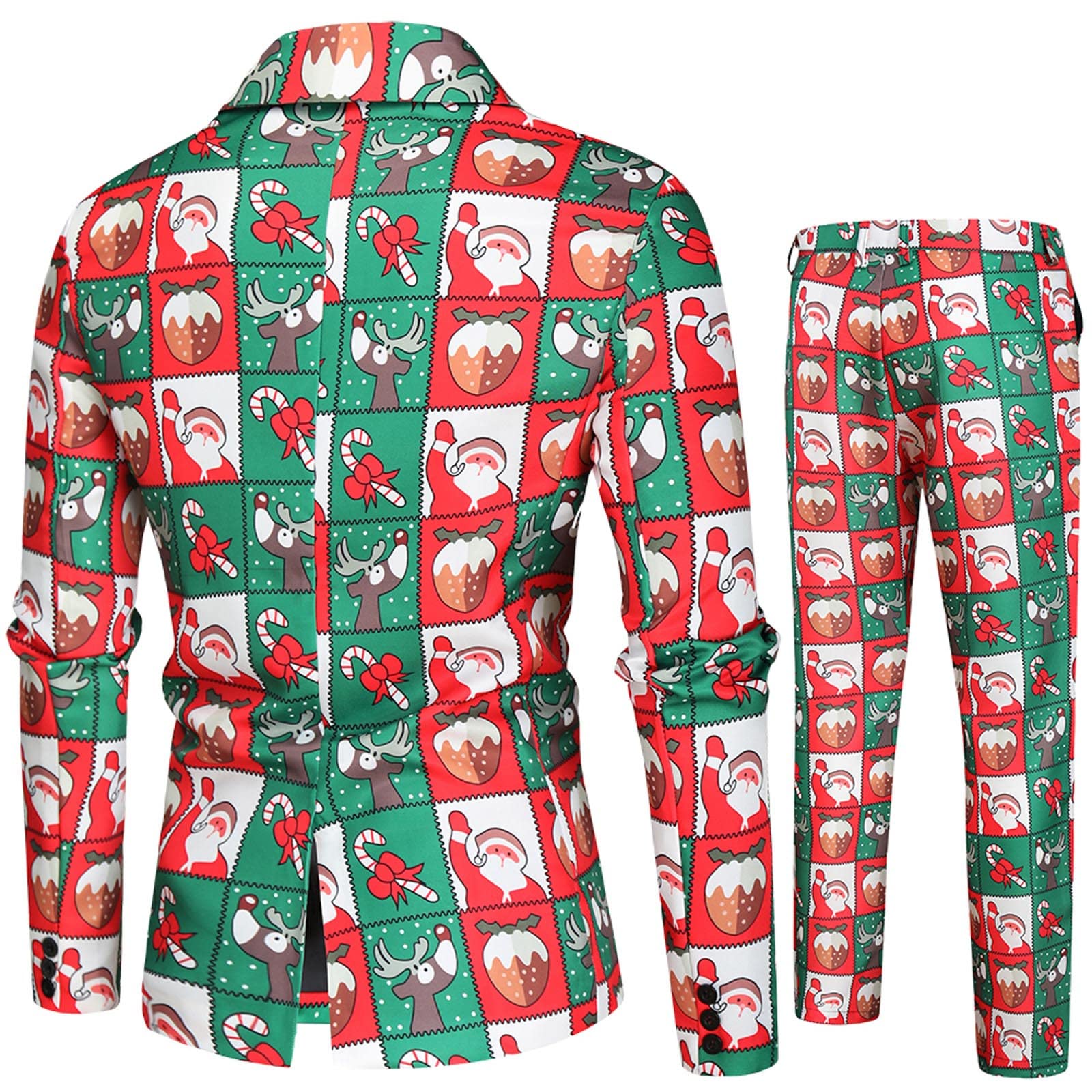 Men's Christmas Printed Suit Set - 2-Piece Vest & Pants, Soft Casual Winter Fashion for Holiday Parties & Office Wear