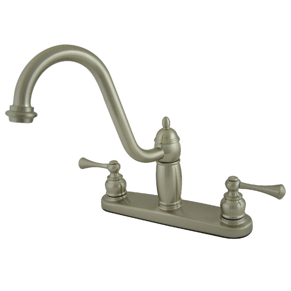 Kingston Brass KB1115BLLS Heritage Centerset Kitchen Faucet - High Arc Pull-Down Sprayer, Oil Rubbed Bronze Finish for Modern Farmhouse & Traditional Kitchens