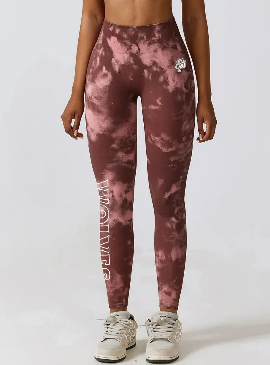 Darc Women's Seamless Gym Leggings - High Waist Elastic Workout Tights for Women, Breathable Summer Yoga Pants with Wolf Print Design - Perfect for Fitness, Running & Lounge Wear