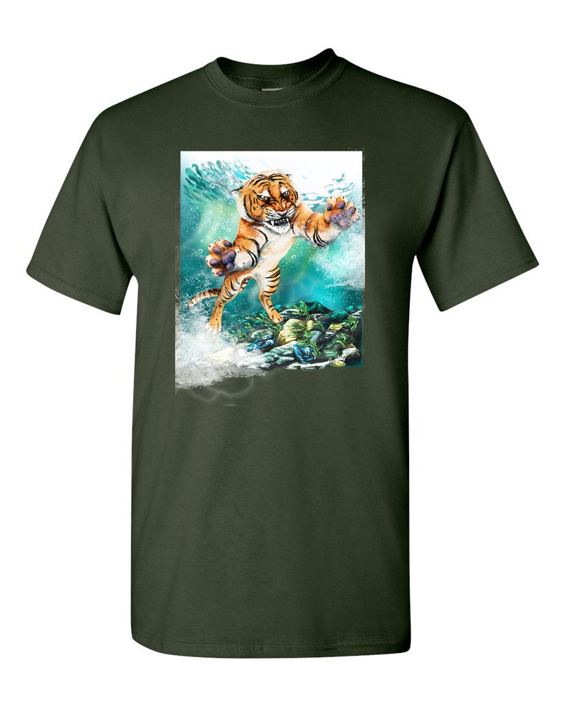 Wild Animal Tiger Makeup Art T-Shirt by Tanya Ramsey - Unique Artistic DT Adult Tee for Animal Lovers, Art Enthusiasts & Casual Wear