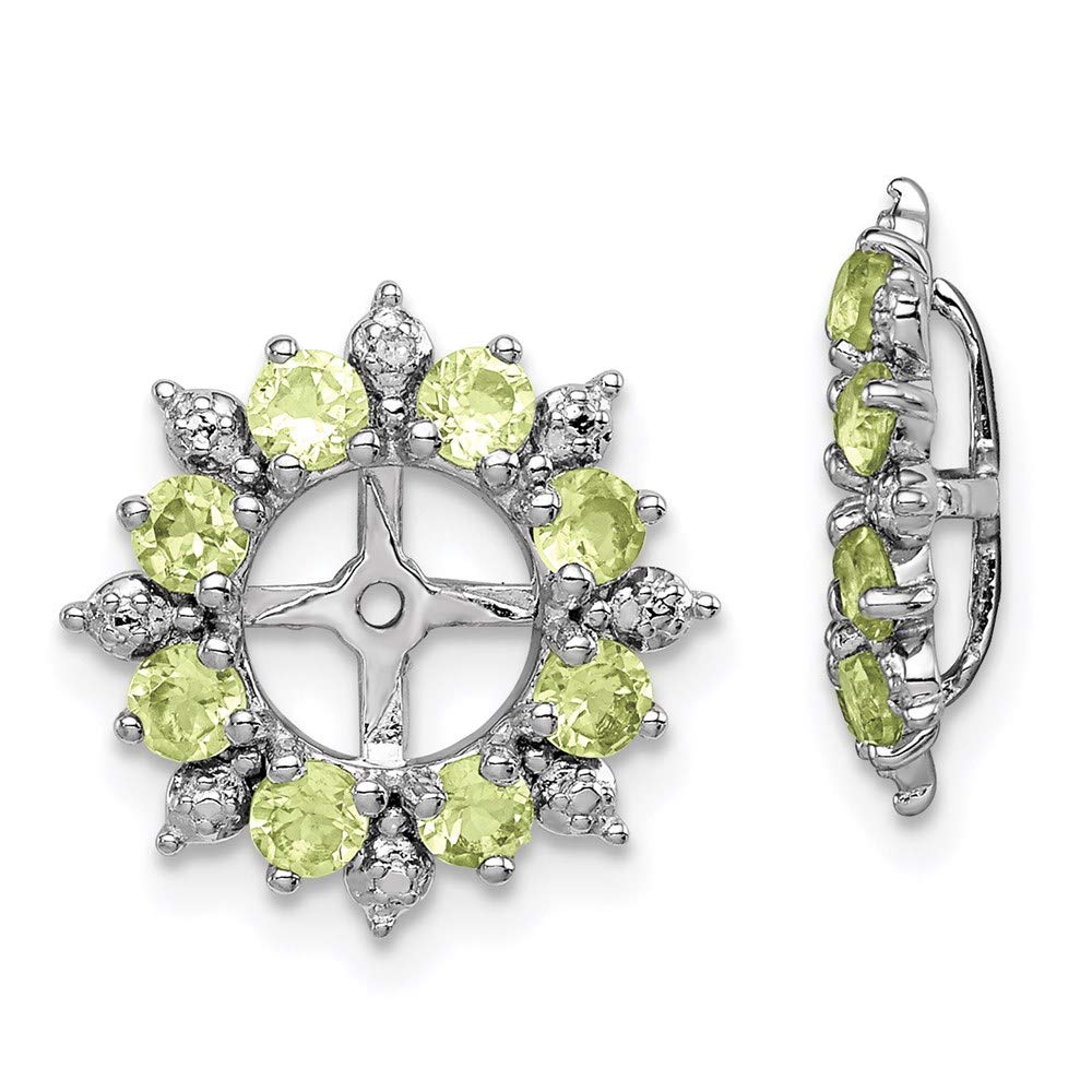 925 Sterling Silver Rhodium Plated Diamond & Peridot Earring Jackets - Elegant Dangle Earrings for Women, Perfect for Weddings, Parties & Special Occasions