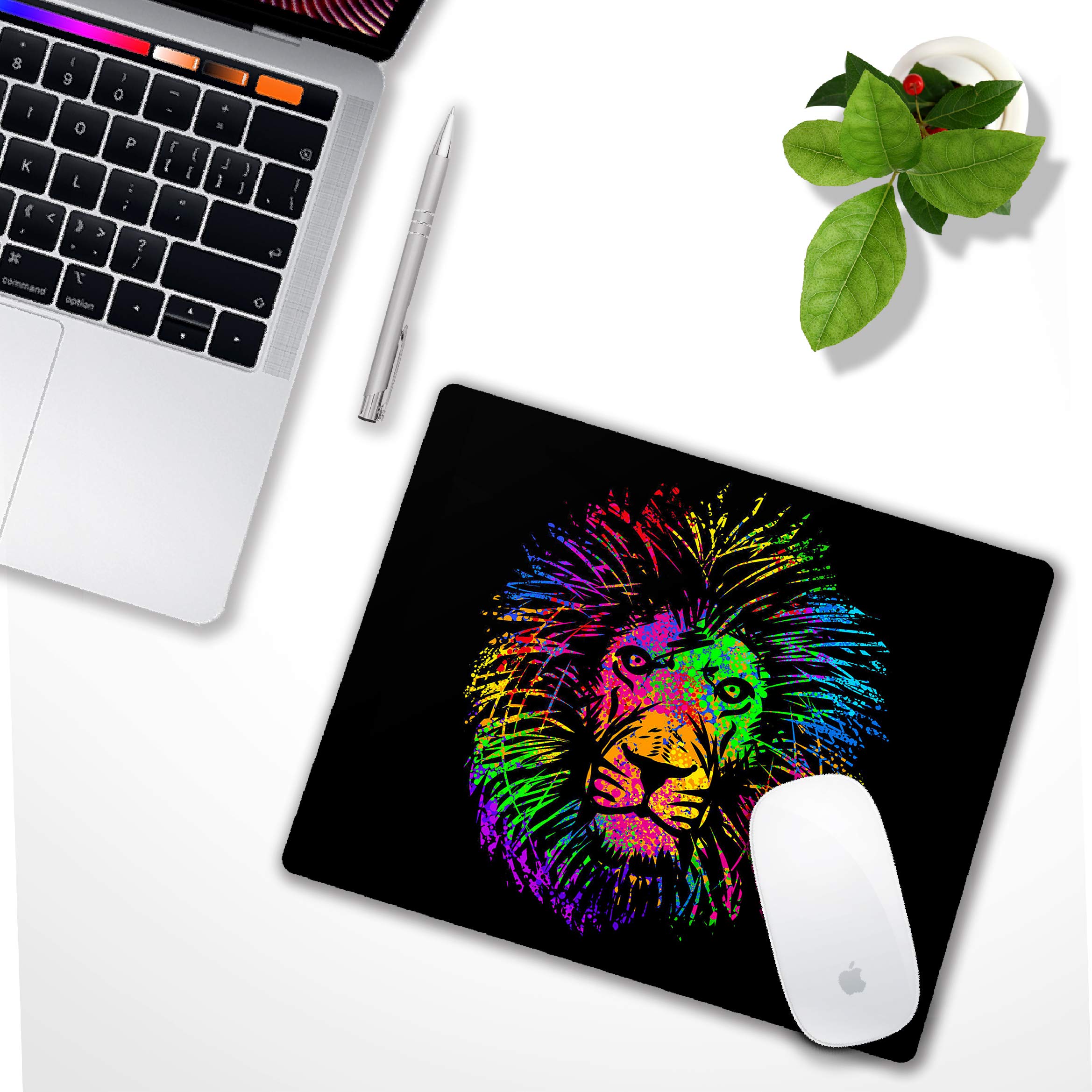 Personalized Watercolor Lion Design Small Non-Slip Rubber Mouse Pad for Computer & Office Use - Perfect for Gaming, Work & Home Office Setup