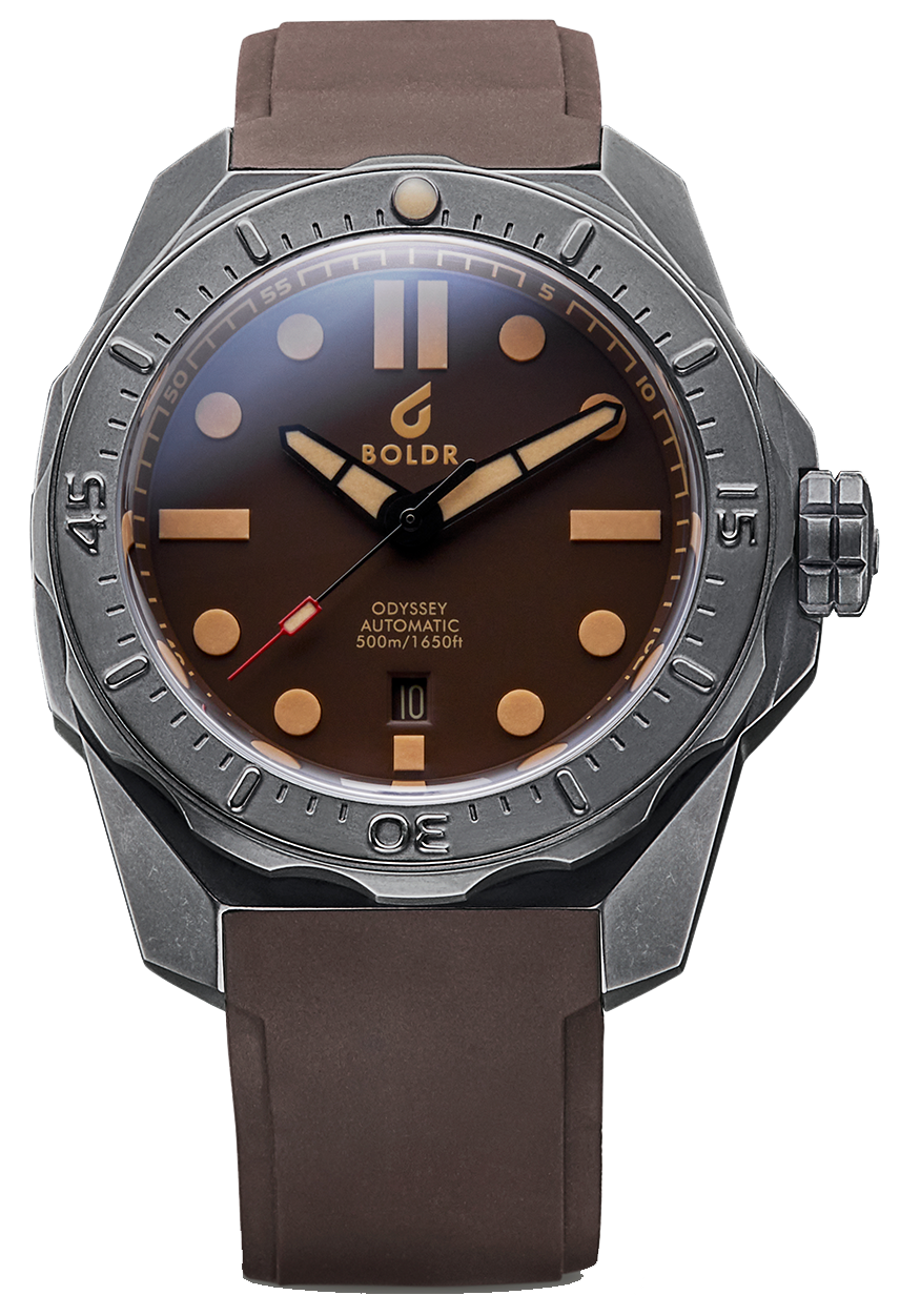 BOLDR Odyssey Coral Brown Automatic Dive Watch - Waterproof Luxury Men's Watch for Diving, Swimming & Outdoor Adventures