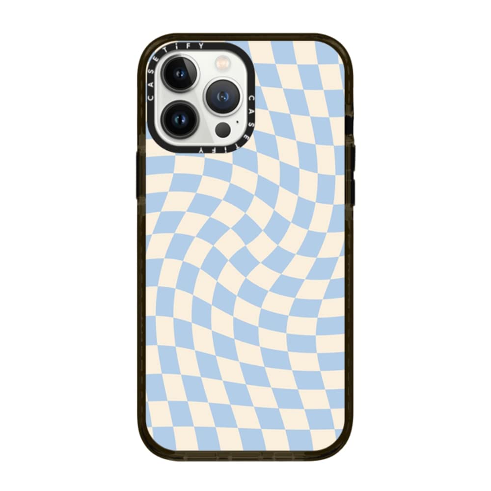 Casetify Impact Case for iPhone 13 Pro Max - Check II Design - Baby Blue Twist & Clear Black - Shockproof Protective Phone Cover for Everyday Use, Travel & Outdoor Activities