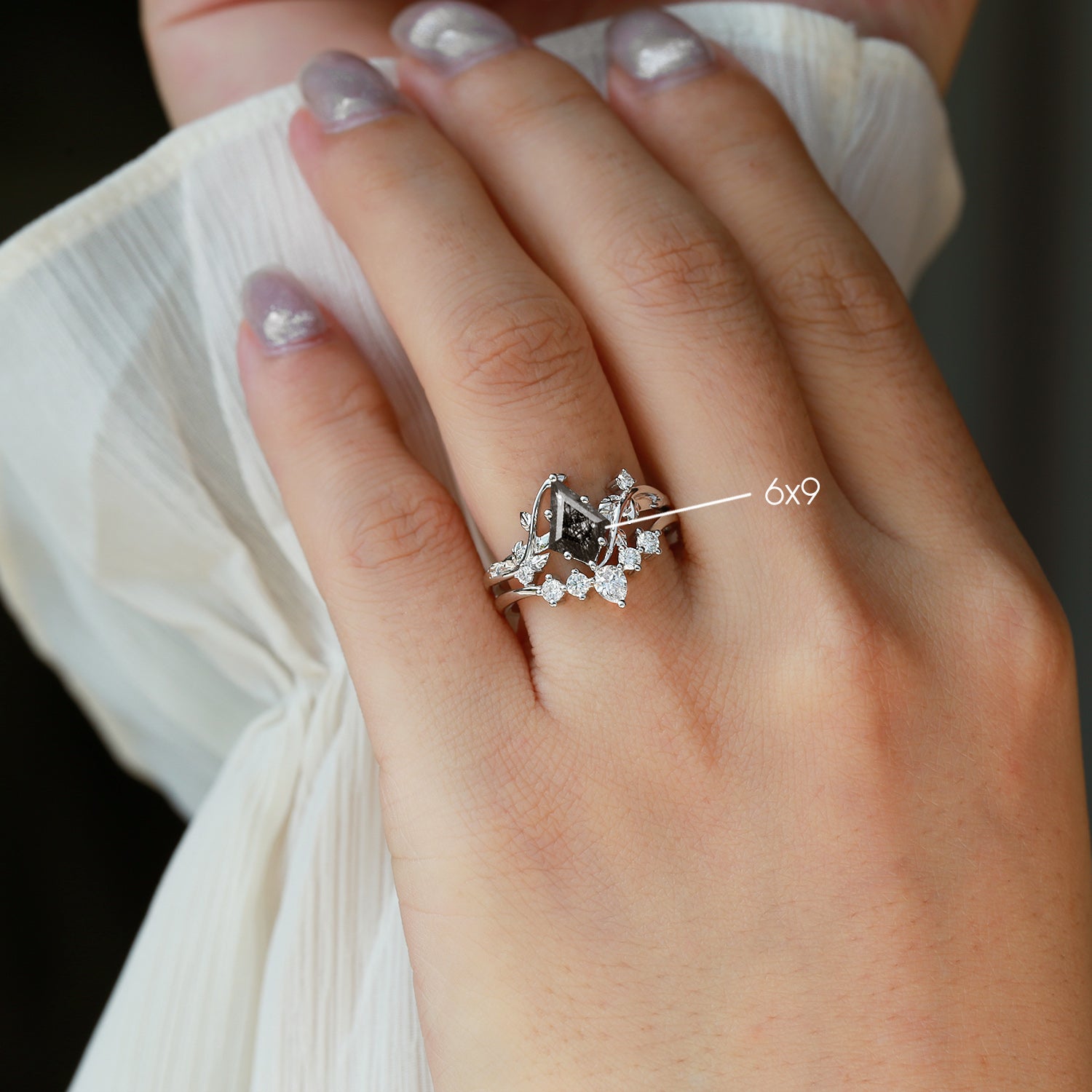 Nature Inspired Unique Kite Cut Moss Agate Leafy Bridal Ring Sets 2pcs - Elegant Wedding Jewelry for Brides, Engagement & Anniversary Gifts - Perfect for Outdoor Ceremonies & Boho Weddings