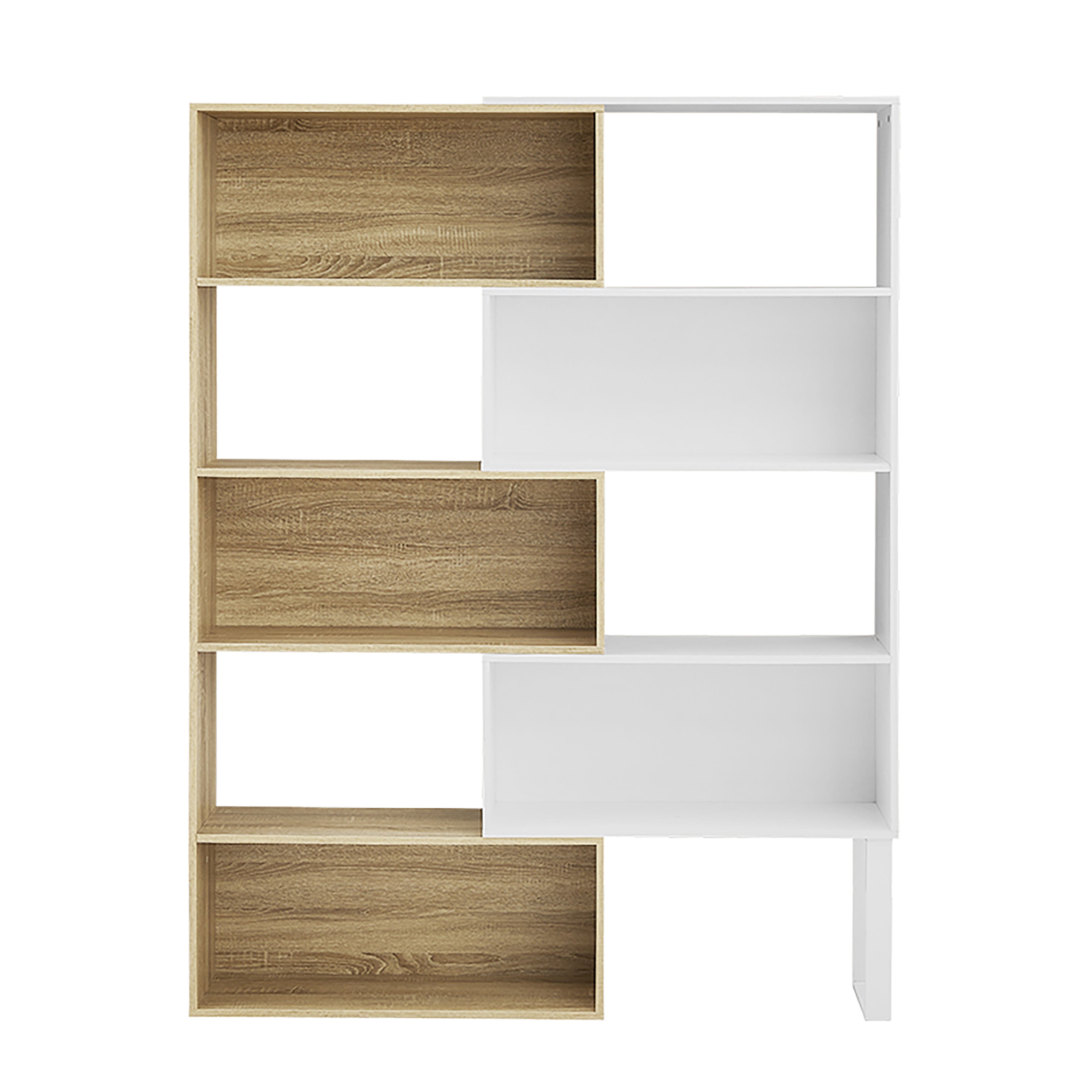Criterion 180cm Oak White Accord Bookcase - Modern Wooden Bookshelf for Living Room, Office & Home Library Storage
