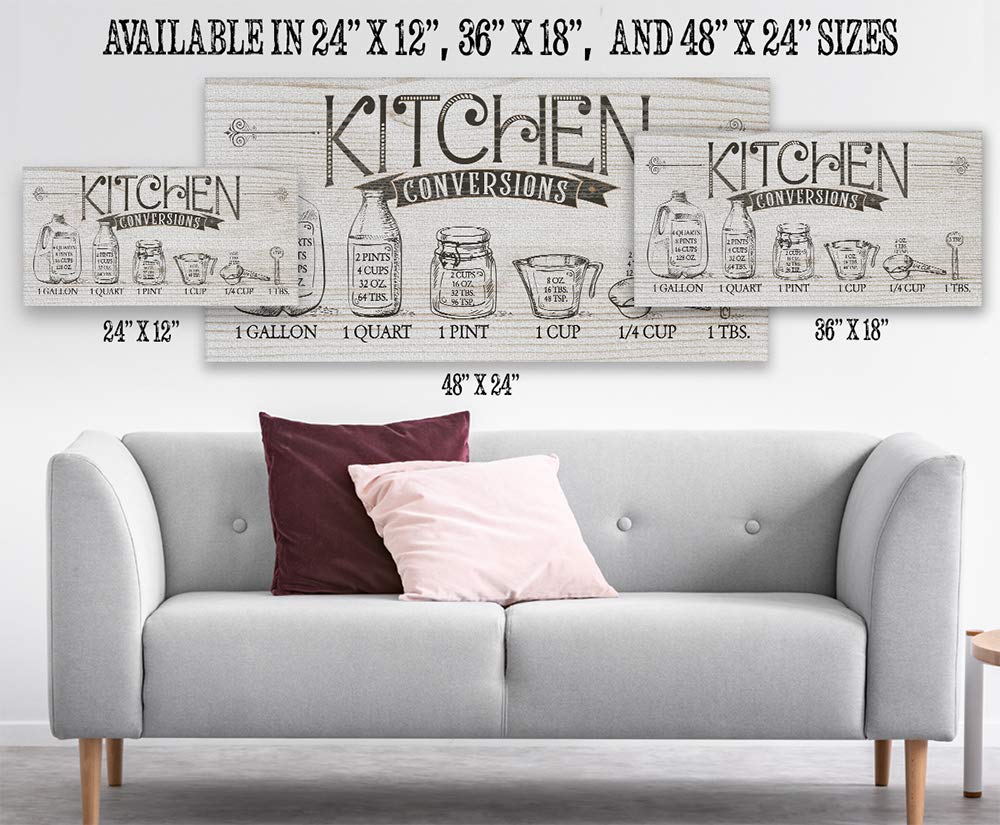 Farmhouse Kitchen Conversion Chart - 12x24 Canvas Wall Art for Chefs & Bakers | Cooking Measurement Guide & Decor