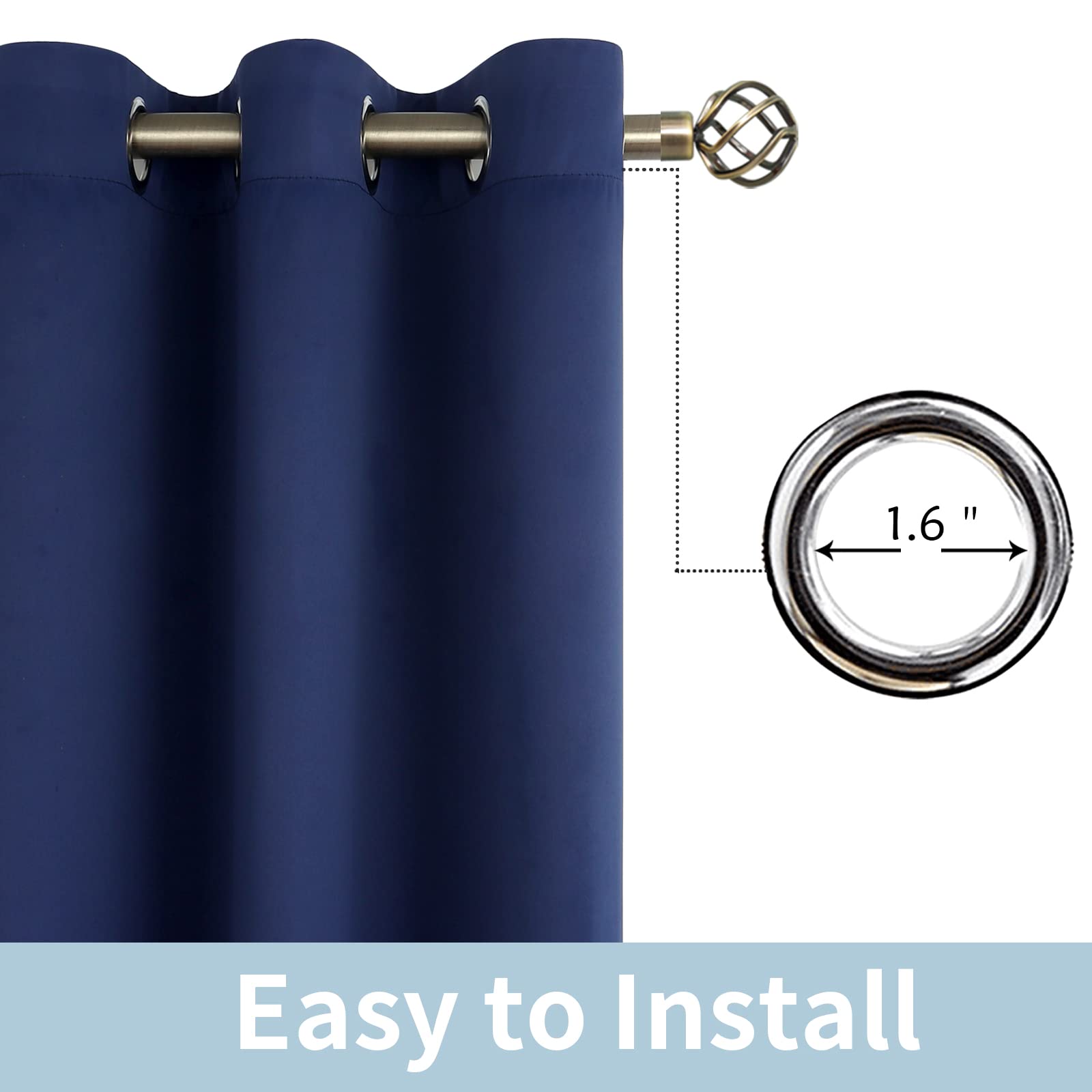 BGment Extra Wide 120-Inch Room Divider Curtain - 96 Inch Length Blackout Curtain for Living Room, Bedroom & Patio Sliding Door - Navy Blue Noise Reducing Privacy Curtain (1 Panel) - Perfect for Home Office, Nursery & Dorm Room Light Blocking