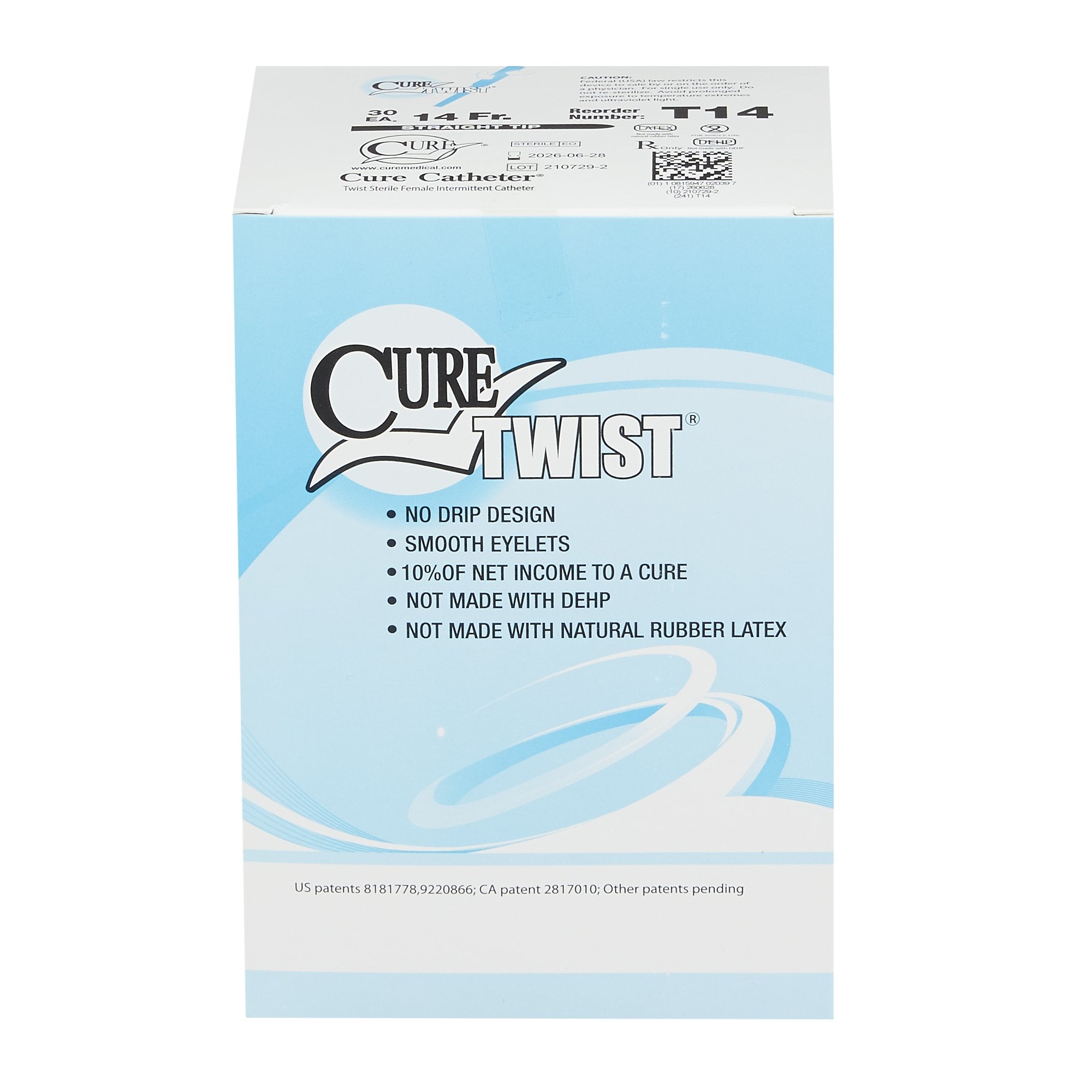 Twist® Lubricated Urethral Catheter - Straight Tip, PVC, Box of 30 - Ideal for Medical Use & Catheterization Procedures