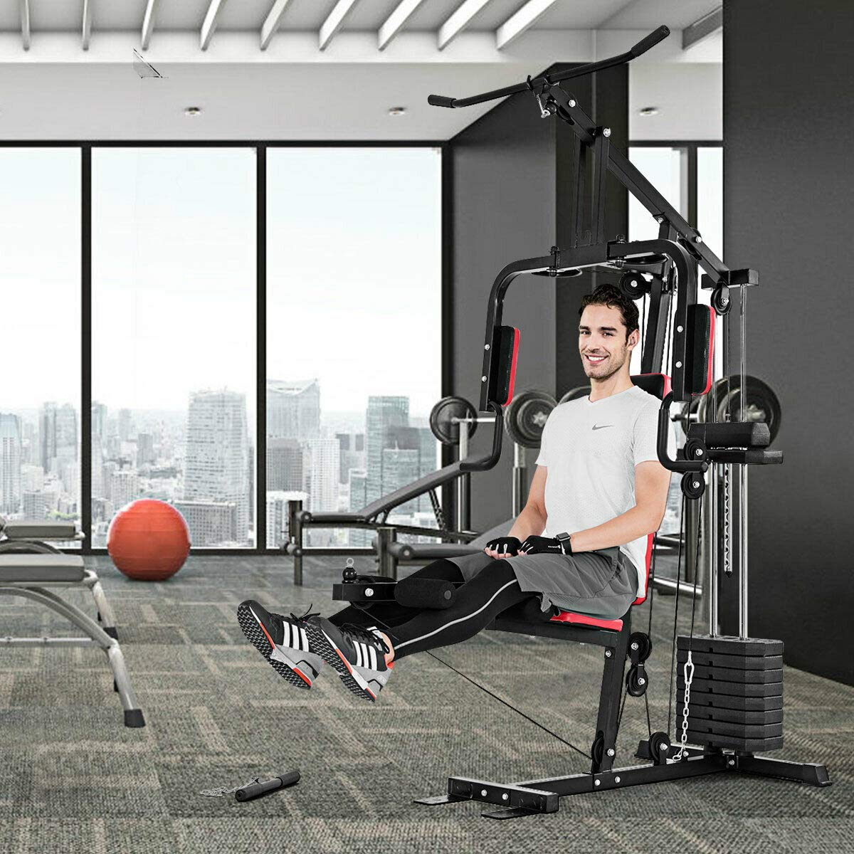Goplus Multifunction Home Gym System - Weight Training Equipment for Full Body Workout | Strength Machine for Men & Women | Perfect for Home Fitness & Small Spaces