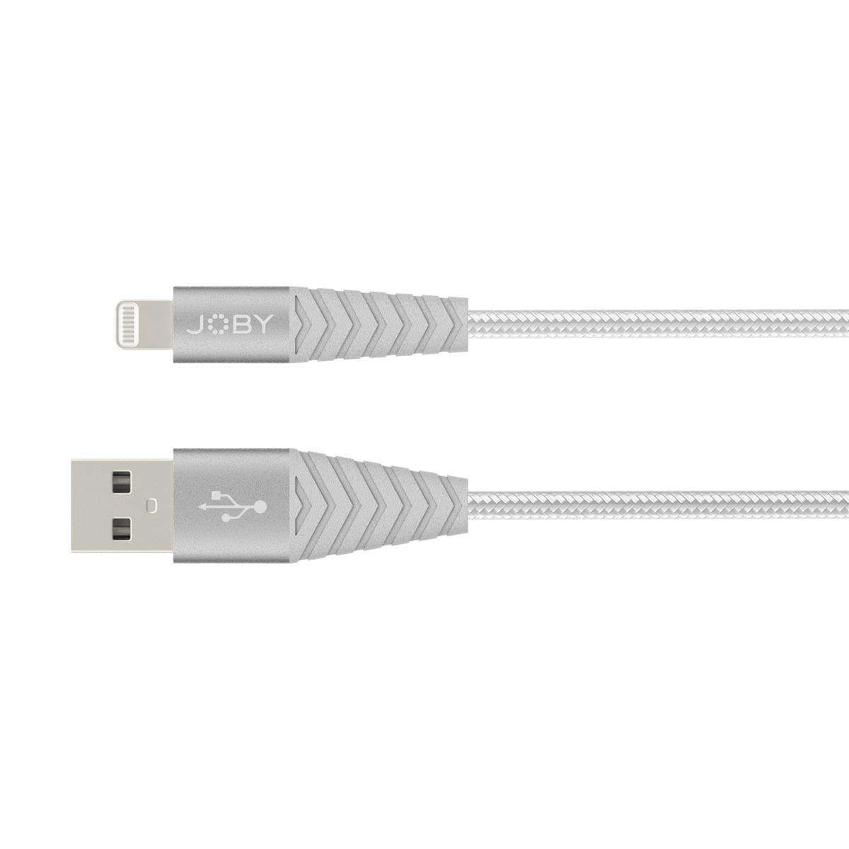 Joby 3.9' High Speed MFi Certified Lightning Cable - Fast Charging & Sync for iPhone 13/12/11/X/8 - Durable Silver Cord for Home, Office & Travel