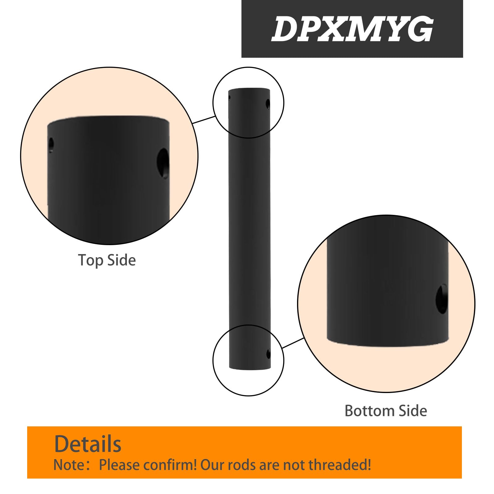 24 Inch Ceiling Fan Downrod with Extension Cord - 2 FT Black Downrod for Ceiling Fan, 1 Inch Outside Diameter - Universal Ceiling Fan Mounting Rod for Indoor/Outdoor Use (Black, Non-Threaded) - Perfect for Living Rooms, Bedrooms, and Patios
