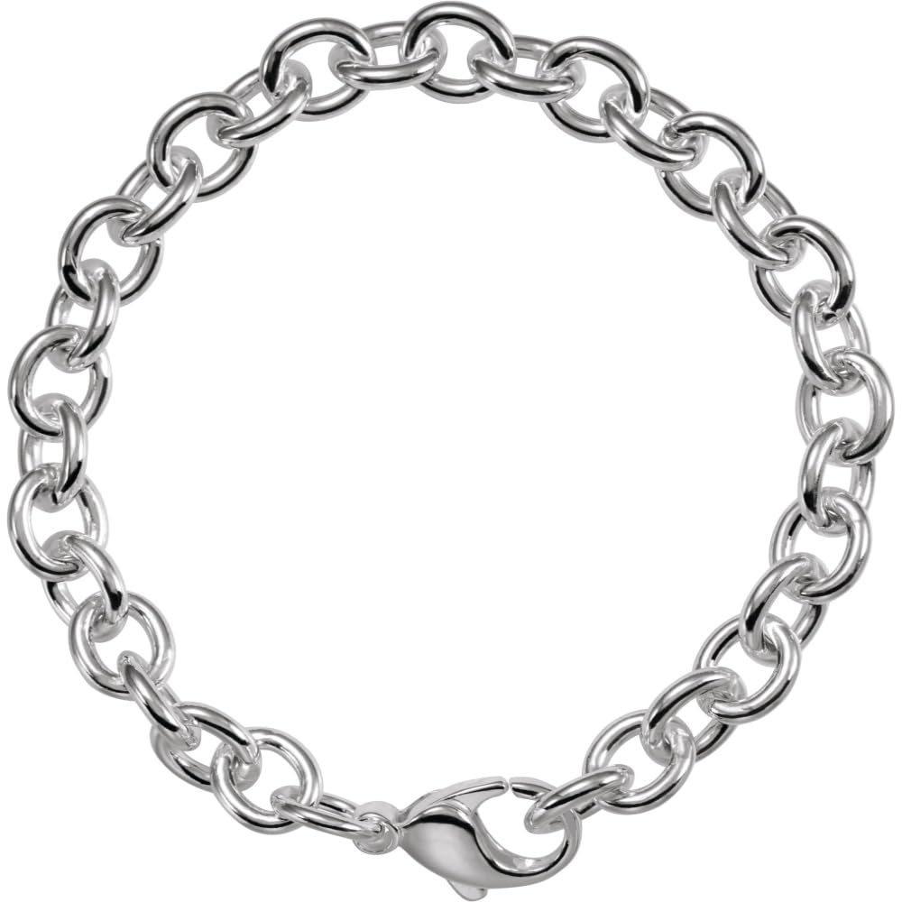 925 Sterling Silver Cable Link Bracelet for Women, Adjustable 7.5