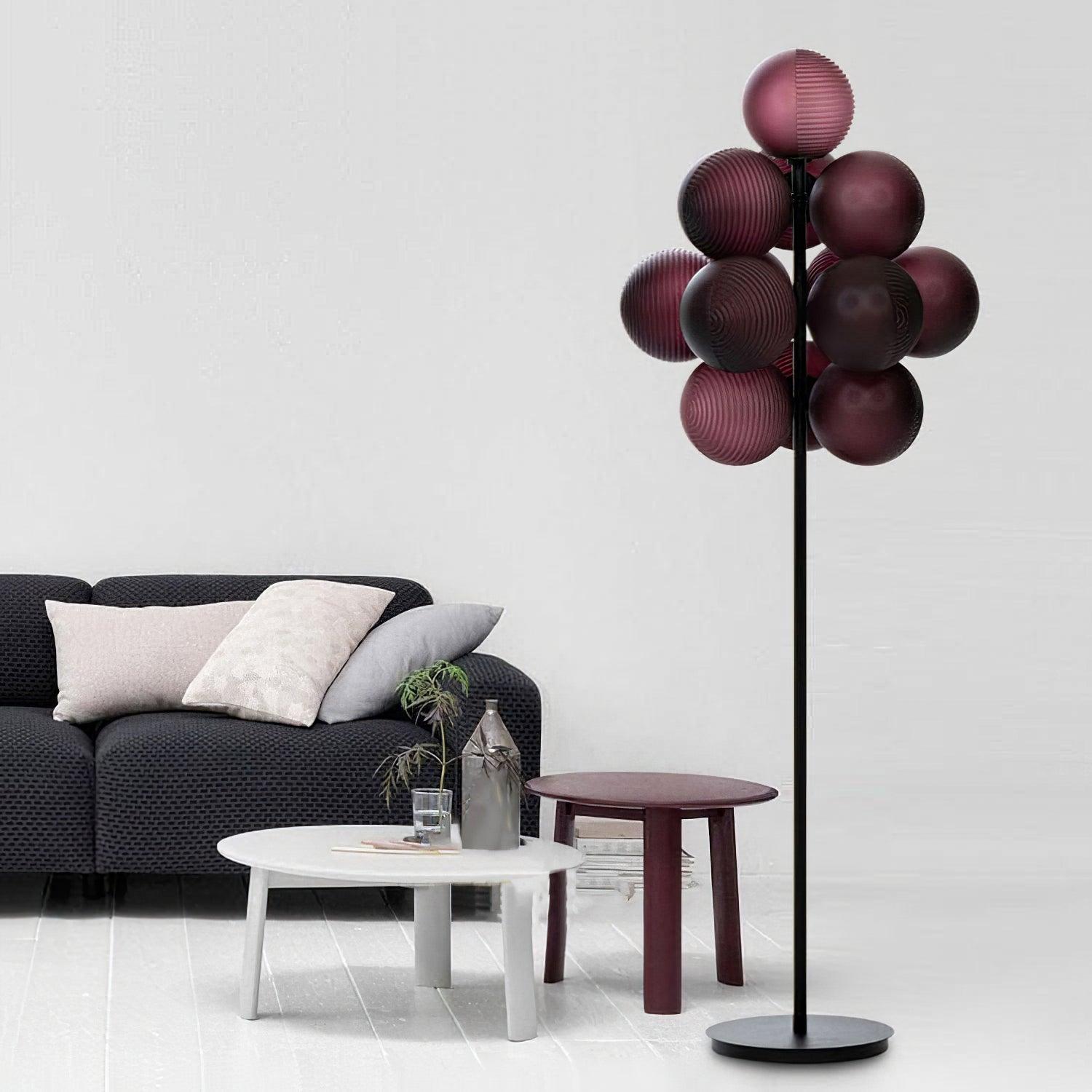 Modern Grape Floor Lamp - Adjustable LED Standing Light for Living Room, Bedroom, or Office - Warm White & Cool White Dimmable Lighting for Home Decor