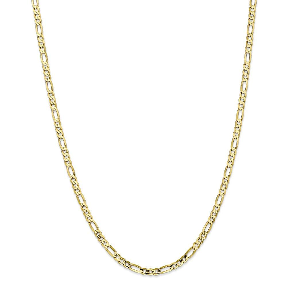 10K Yellow Gold Figaro Chain Bracelet for Women - Adjustable Lengths 7