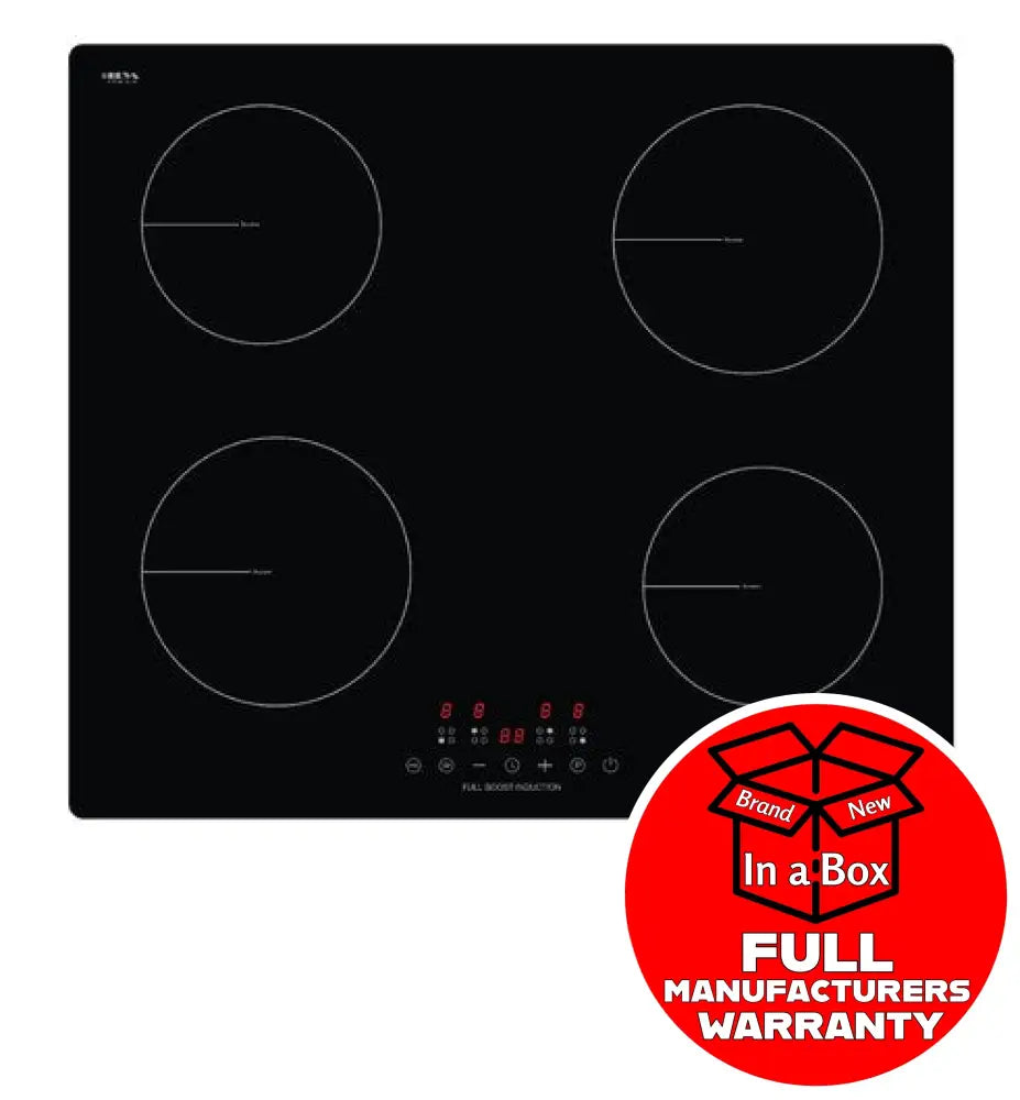 Glem GLINDBG 60cm 4-Zone Induction Cooktop with Full Boost Function - Fast Heating, Energy Efficient Stove for Home Kitchen, Restaurant & Outdoor Cooking