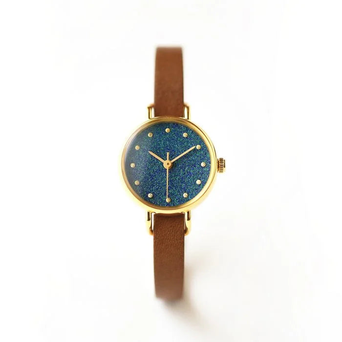 Elegant Azurite Women's Wristwatch - Japanese Handmade Green & Blue Watch for Daily Wear, Office & Special Occasions