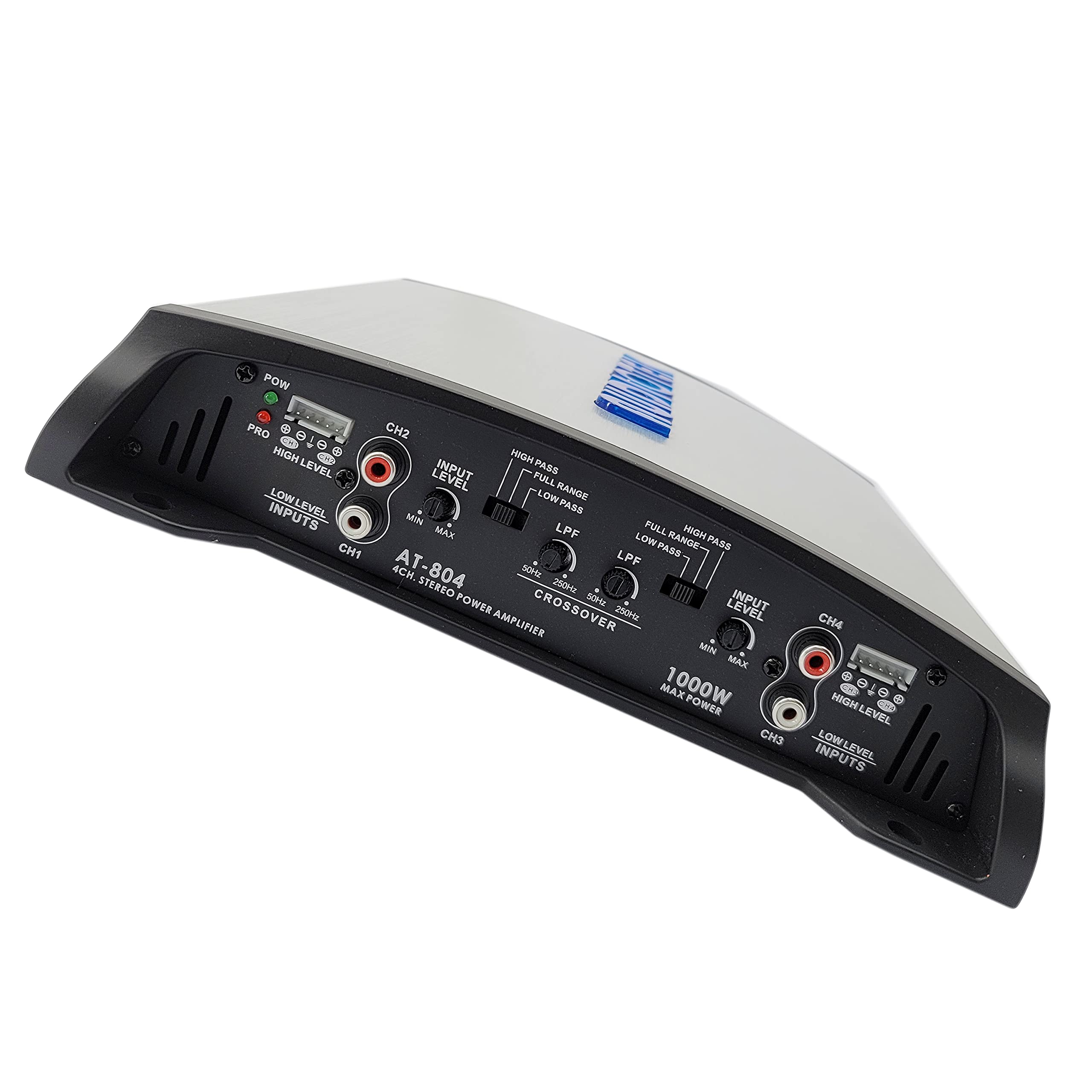 Audiotek AT804 4 Channel Car Amplifier 1000W - 2 Ohm Stable, Class AB, MOSFET Power Supply, LED Indicator, Full Range Stereo Audio for Car Speakers | Perfect for Car Audio Upgrades, Bass Boost & Sound System Enhancement