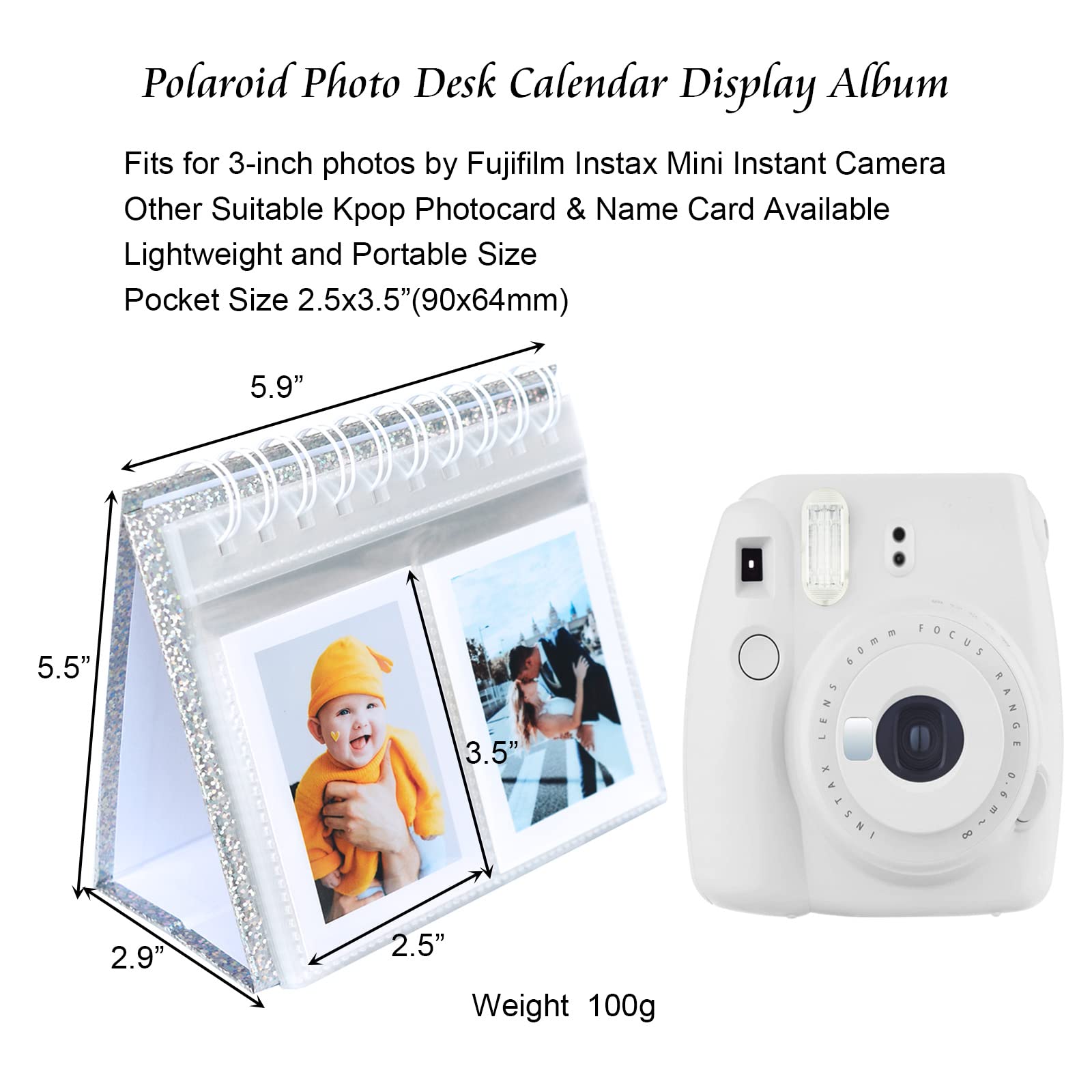 68-Pocket Polaroid Flip Book Album - Instax Mini Photo Display & Kpop Photocard Holder - 3 Inch Desk Calendar for Fujifilm Instax Mini Series (Perfect for Scrapbooking, Memory Keeping & Gift Giving)