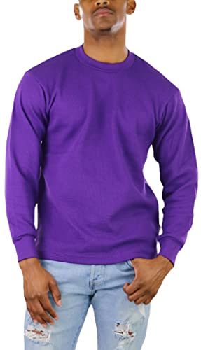100% Cotton Pre-shrunk Waffle Knit Ribbed Crewneck Collar - Purple