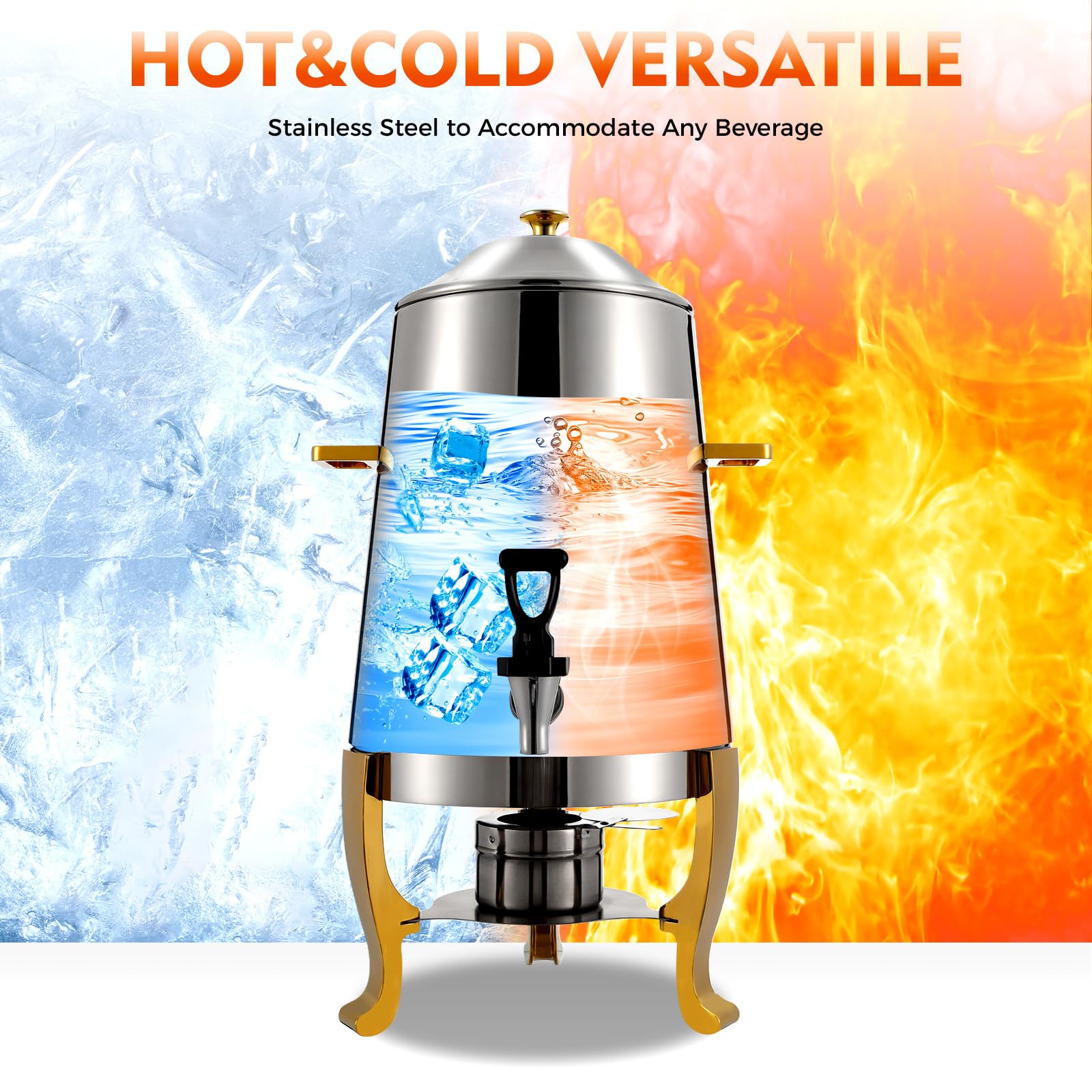 YIYIBYUS 3.5 Gallon Stainless Steel Hot Beverage Dispenser with Dual Heating - Perfect for Coffee, Tea, Milk & Juice - Ideal for Parties, Events, Buffets & Catering Services