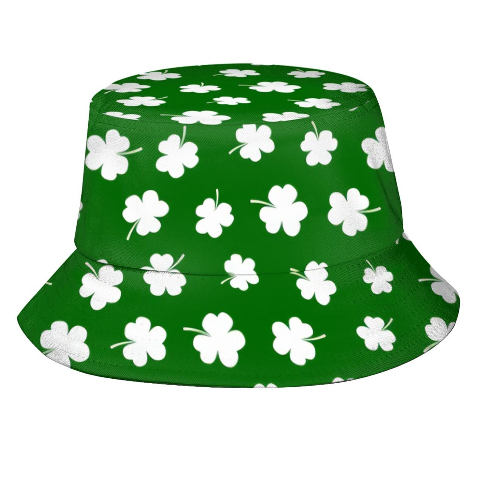 Oupoiay St. Patrick's Day Bucket Hat for Men & Women - Packable Clover Fisherman Hat for Summer, Beach & Travel - Adjustable Sun Hat for Teens & Adults (Green Clovers, One Size) - Perfect for Festivals, Outdoor Activities & Irish-Themed Events