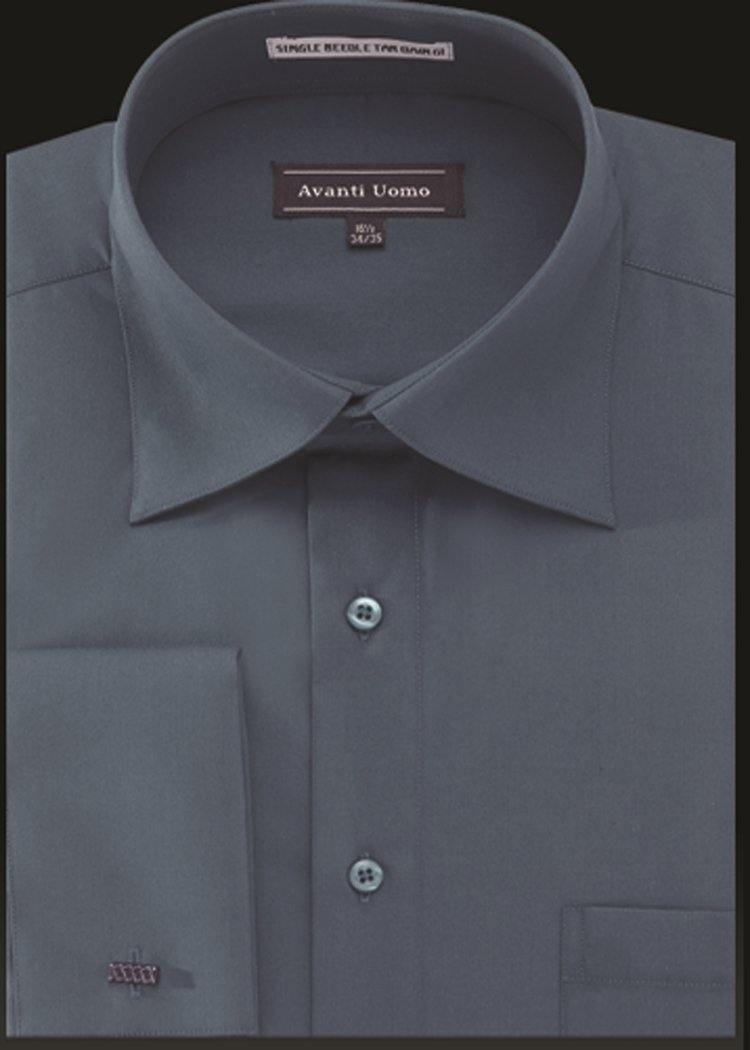 Premium Men's French Cuff Dress Shirt with Spread Collar - Steel Blue | Formal Business Attire & Wedding Wear | Classic Office & Special Occasion Shirt