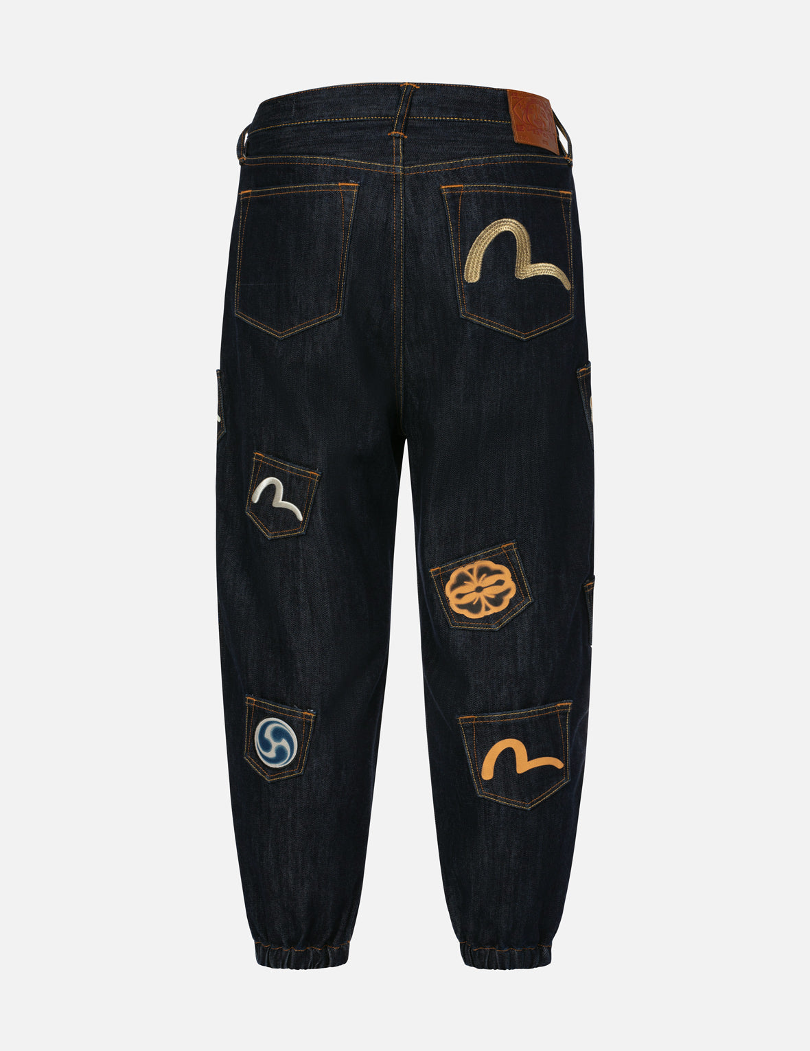 Stylish Multi-Pocket Embroidered Seagull Denim Joggers for Men & Women - Comfortable Relaxed Fit Casual Pants for Everyday Wear, Travel, and Outdoor Activities