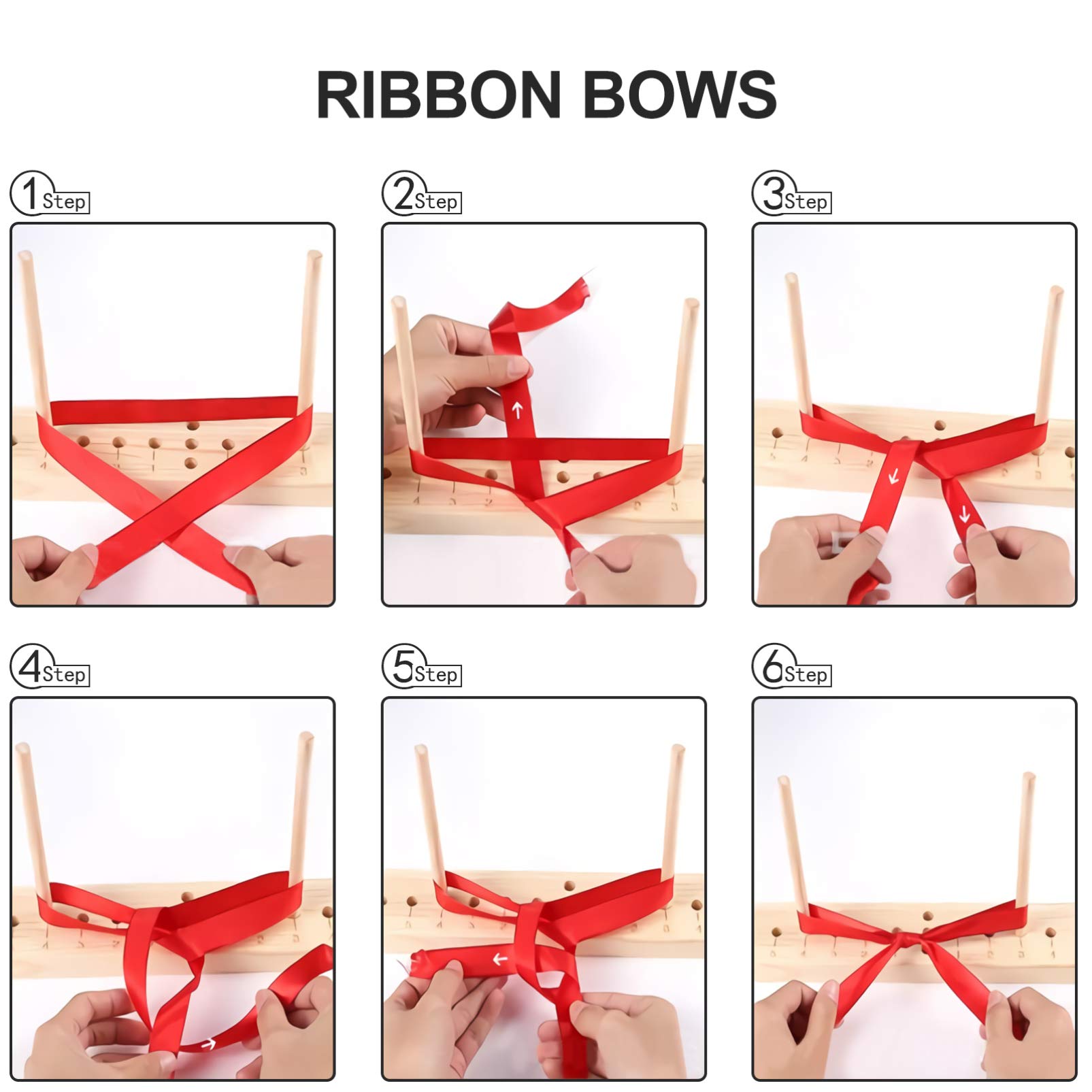 Wooden Bow Maker DIY Tool - Handmade Ribbon Bow Maker for Christmas Wreaths, Hair Bows, Corsages & Crafts - Perfect for Holiday Decorations, Gift Wrapping & DIY Projects