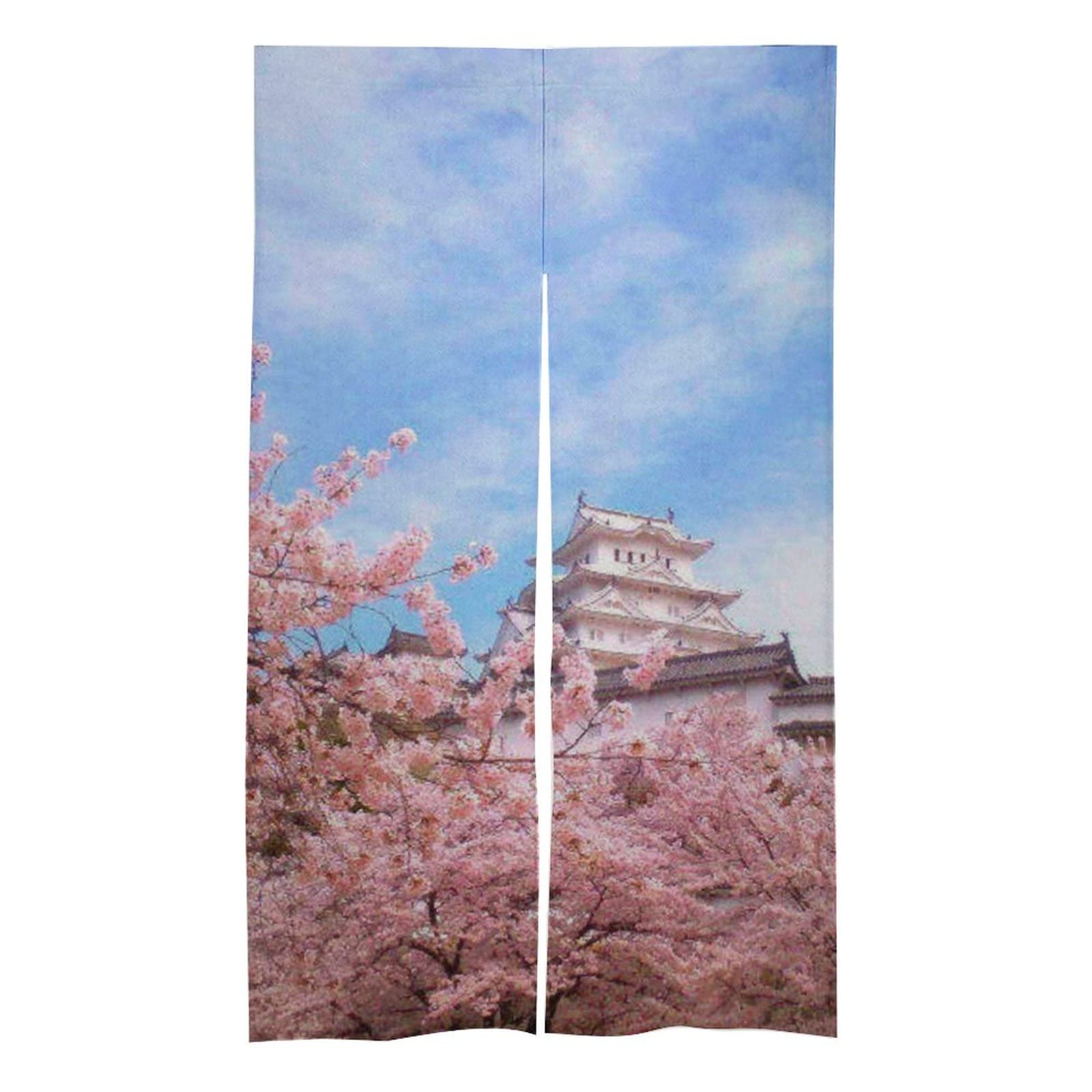 Pink Japanese Cherry Blossom Door Curtain - Hand-Painted Floral Tapestry for Doorway, Bathroom, Kitchen Divider & Closet Decor | Elegant Home Gift for Women & Men | Perfect for Boho, Asian & Spring-Themed Room Decor