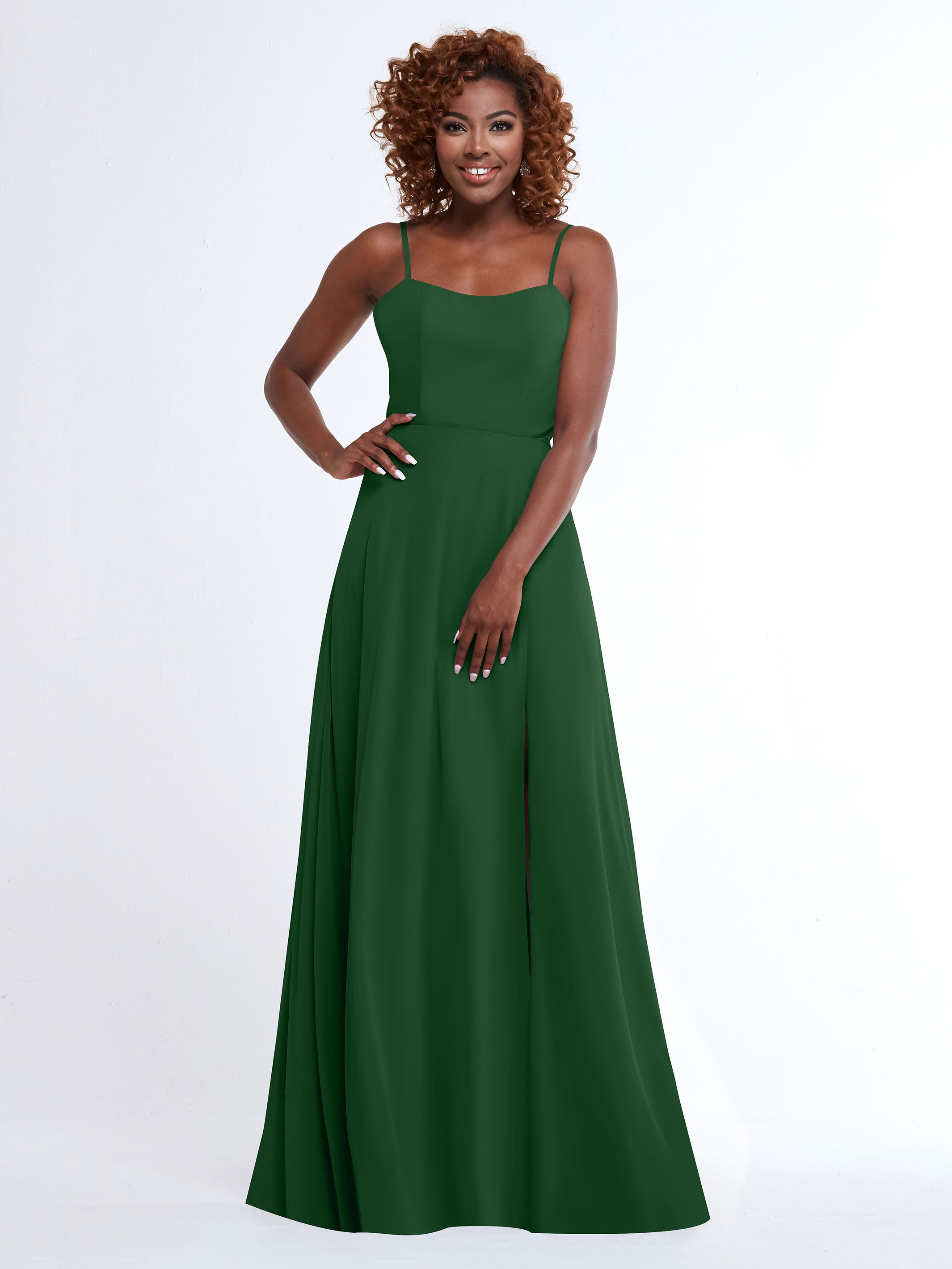 Elegant A-Line Bridesmaid Dresses with Flowy Chiffon Skirt & Thigh High Slit - Perfect for Weddings, Formal Events & Special Occasions