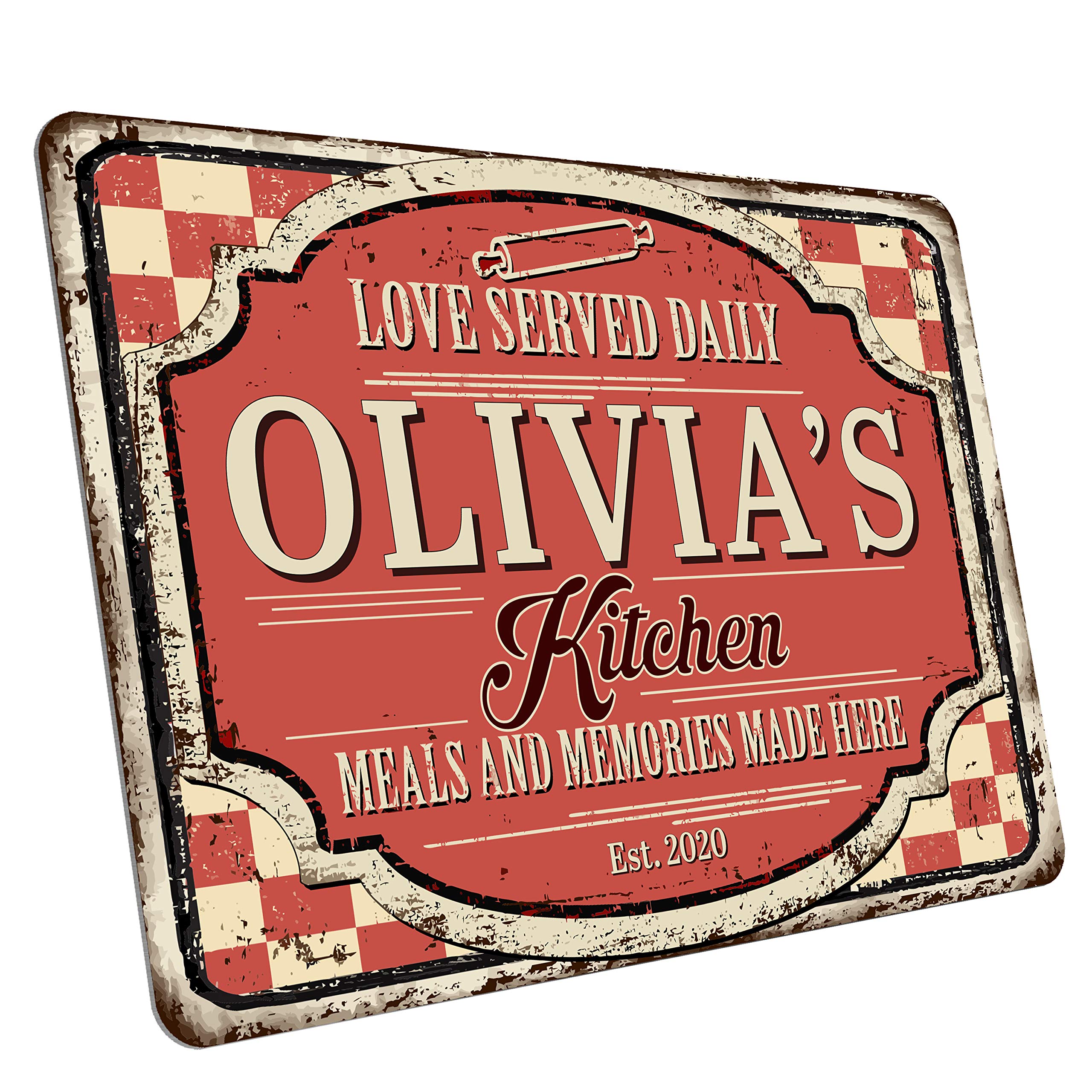 Custom Vintage Kitchen Sign - Personalized Family Wall Art Decor, 8x12 Retro Design, Housewarming Gift, Perfect for Farmhouse, Rustic, or Modern Kitchen Decor