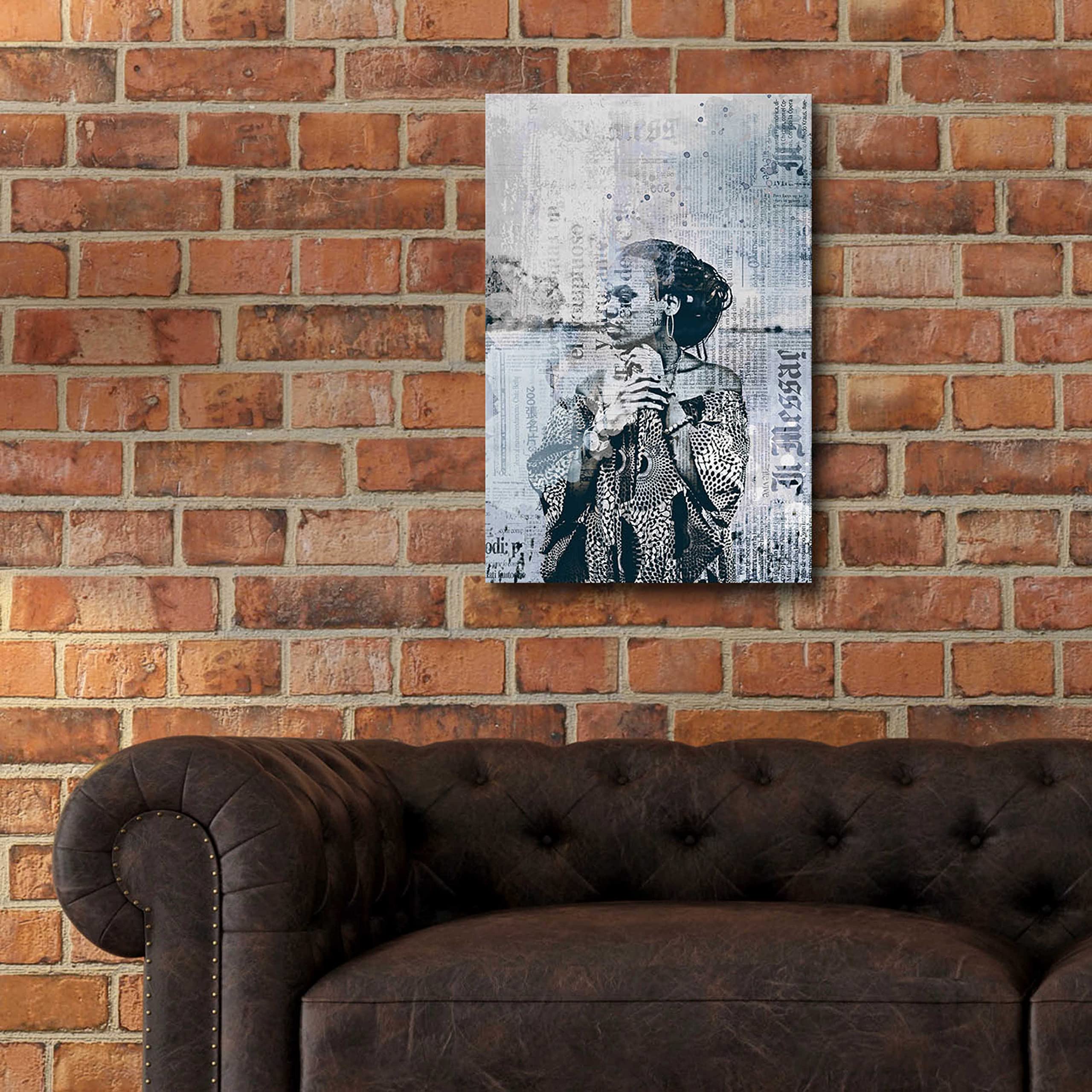 Los Angeles City Girl Blue Grey Acrylic Glass Wall Art by Andrea Haase - 16x24 Inches Modern Home Decor for Living Room, Bedroom & Office