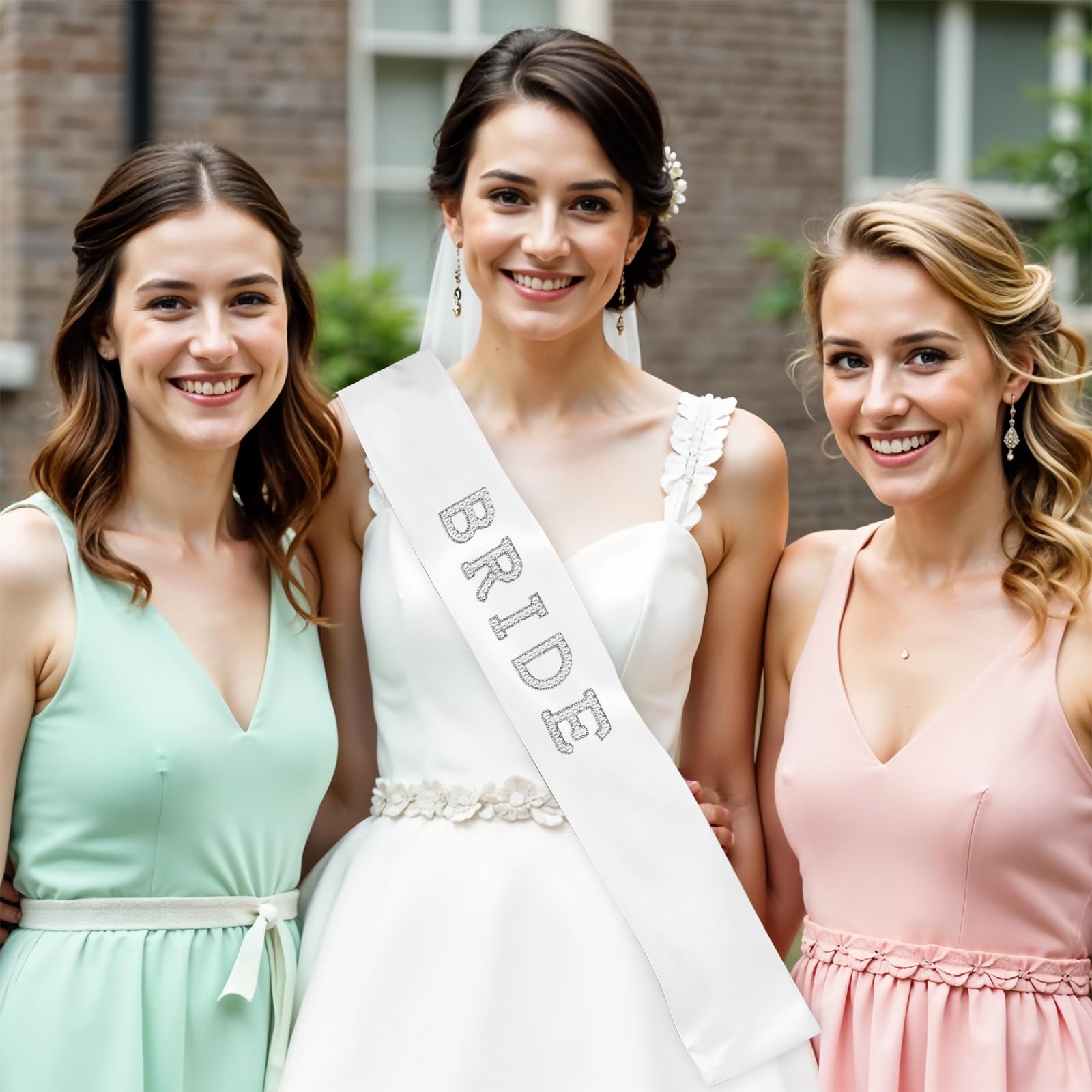 Elegant White Bride Sash with Pearls & Rhinestones - Perfect for Wedding, Bridal Shower & Bachelorette Party - Ideal Bridal Accessory Gift for Bride-to-Be