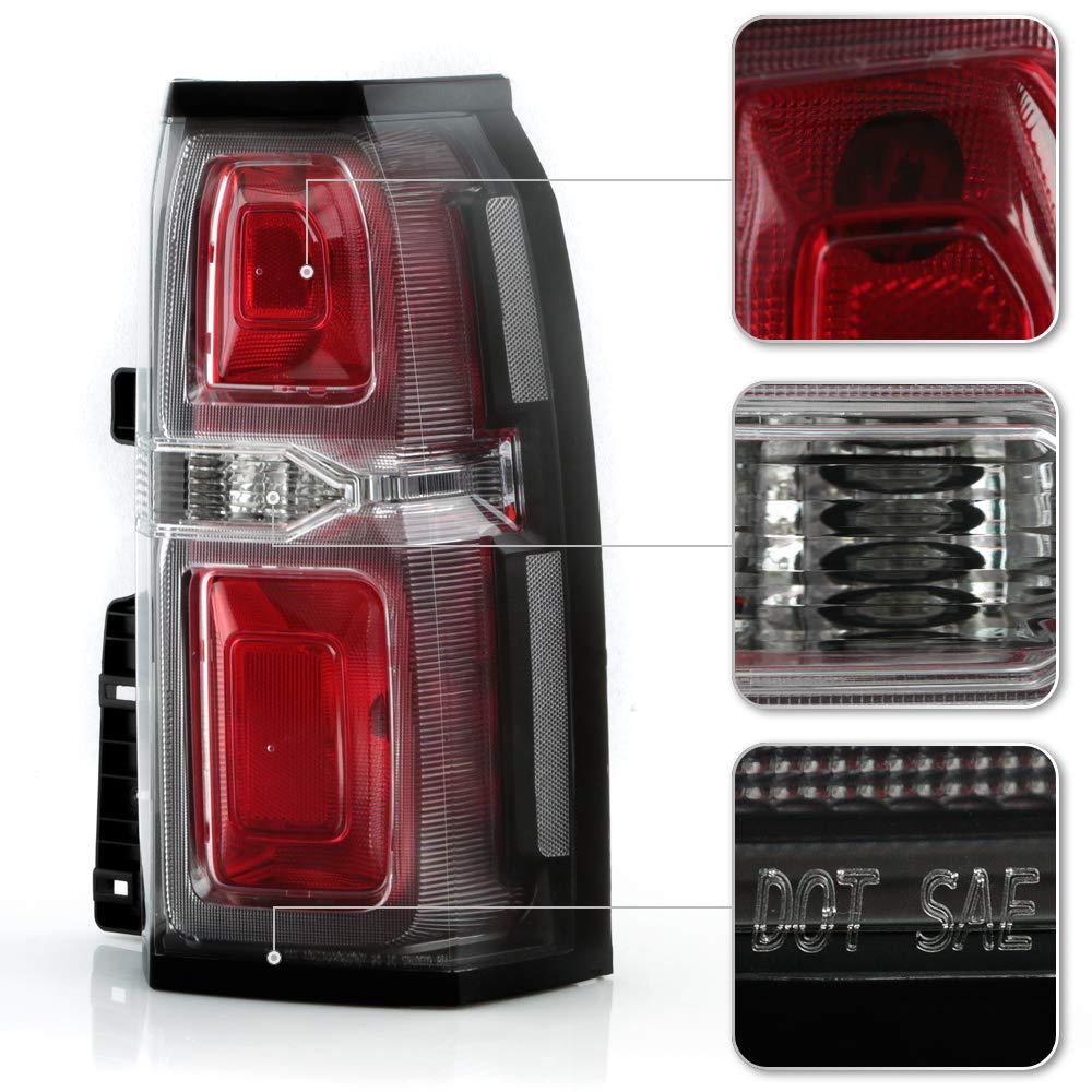 ACANII LED Tail Lights Brake Lamps Assembly Pair for 2015-2020 Chevy Tahoe Suburban - Clear Lens OE Style Replacement (Left+Right) - Enhance Safety & Style for Night Driving & Off-Road Adventures