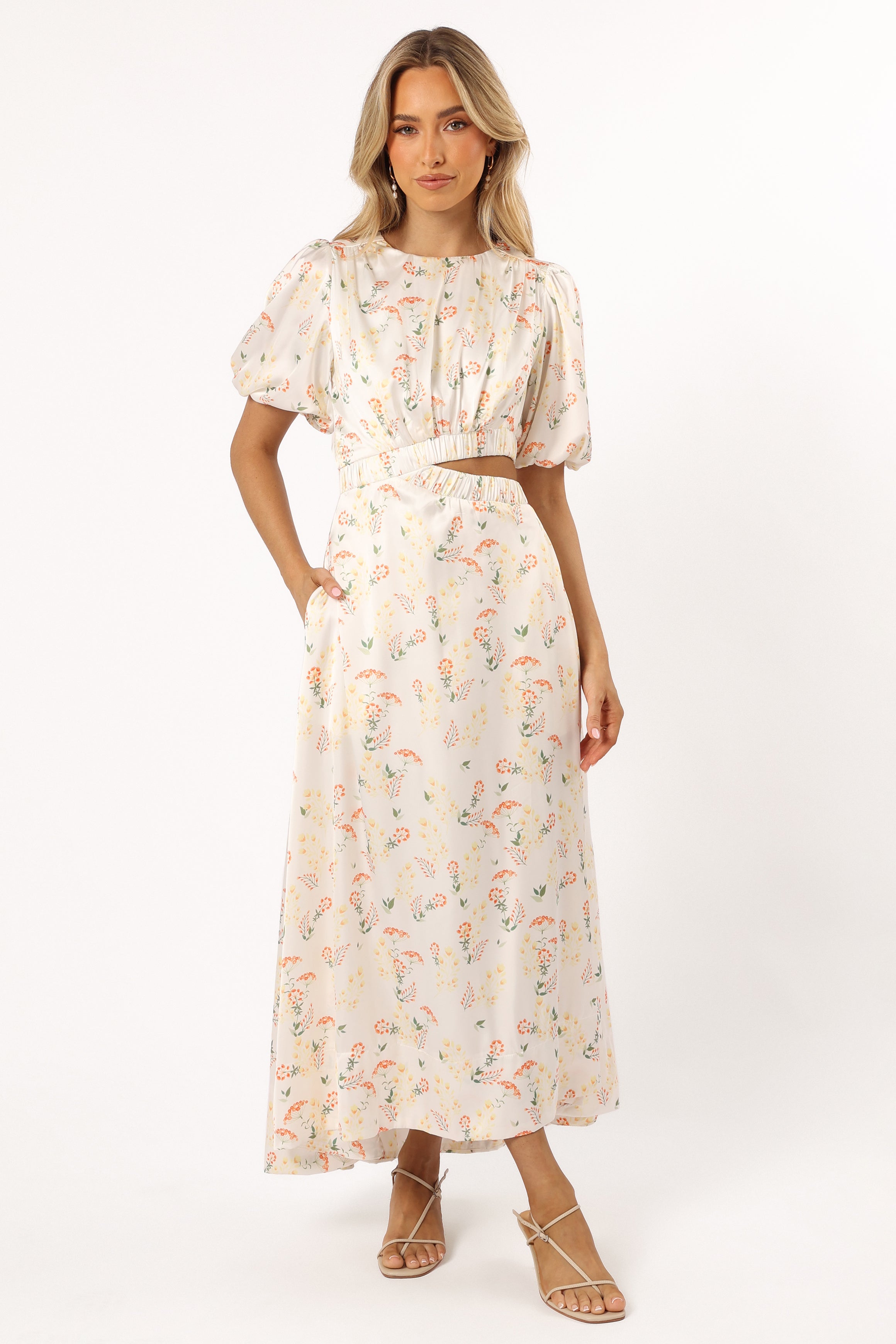 Aminah Puff Sleeve Floral Dress for Women - Yellow Summer Dress with Ruffle Details | Perfect for Weddings, Parties & Beach Vacations