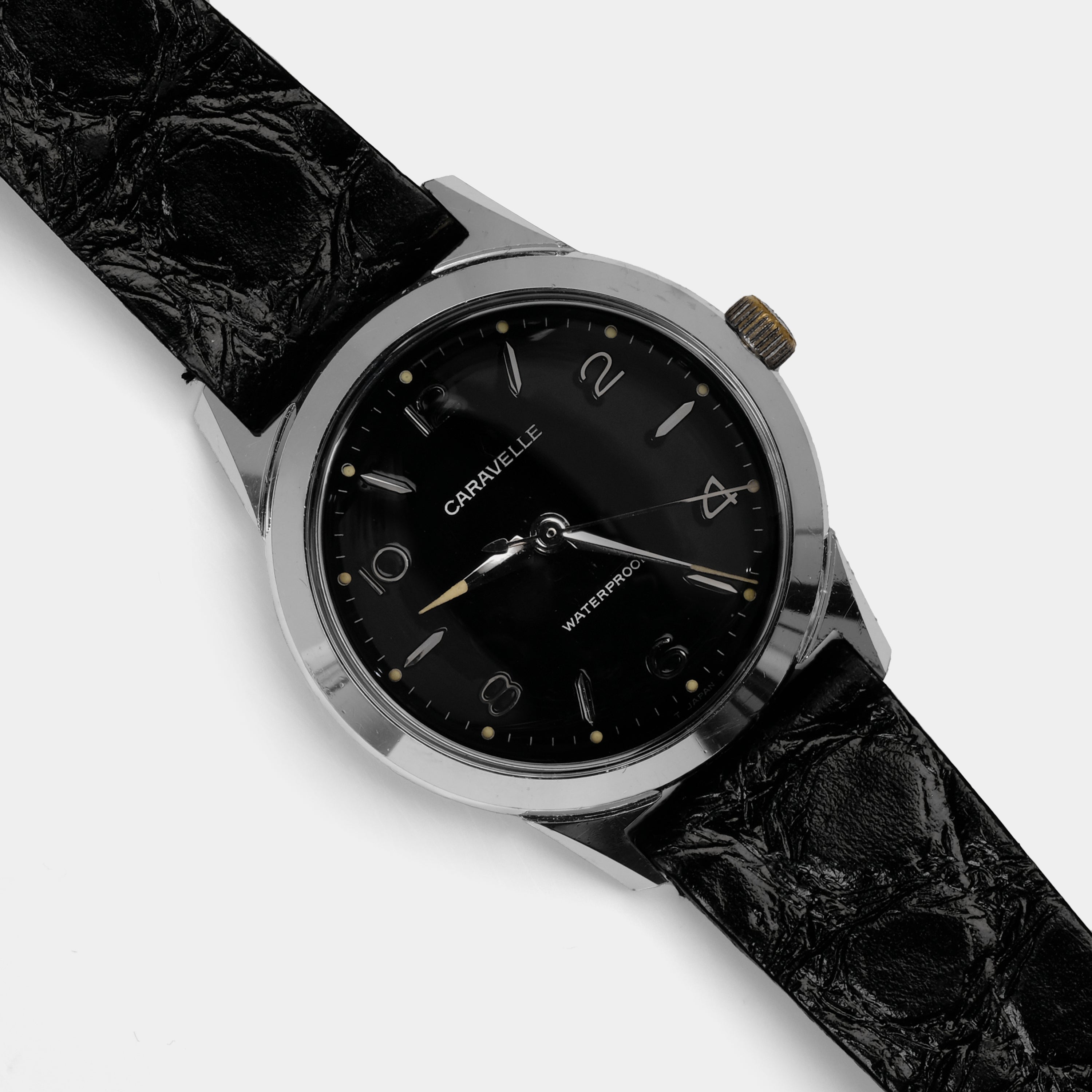 Vintage Caravelle 1967 Manual Wind Black Dial Men's Wristwatch - Classic Dress Watch for Business & Formal Occasions