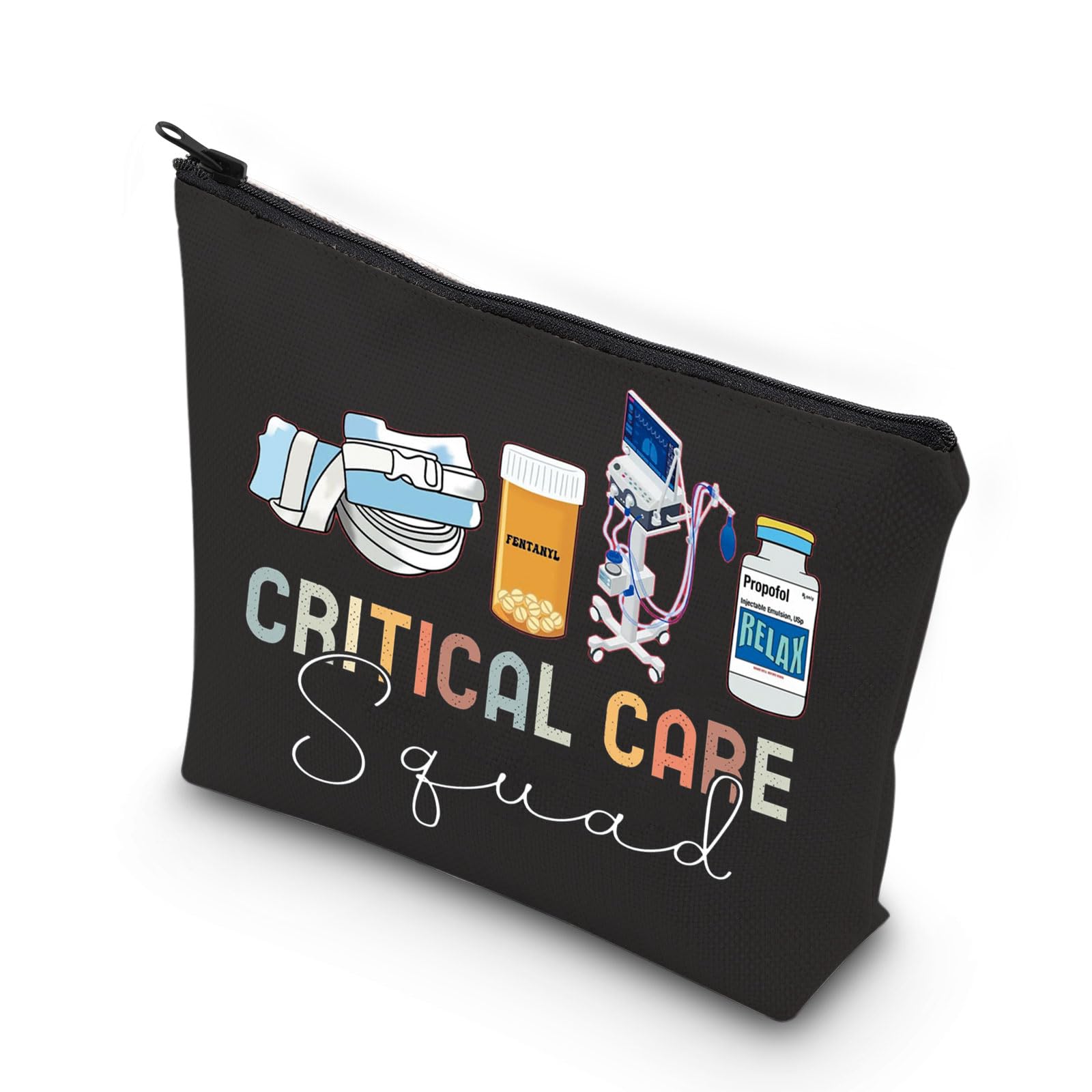 WCGXKO ICU Nurse Gift - Wound Care & Critical Care Squad Nurse Zipper Pouch Makeup Bag (CRITICAL) - Perfect for Medical Professionals, Nursing Students & Healthcare Workers
