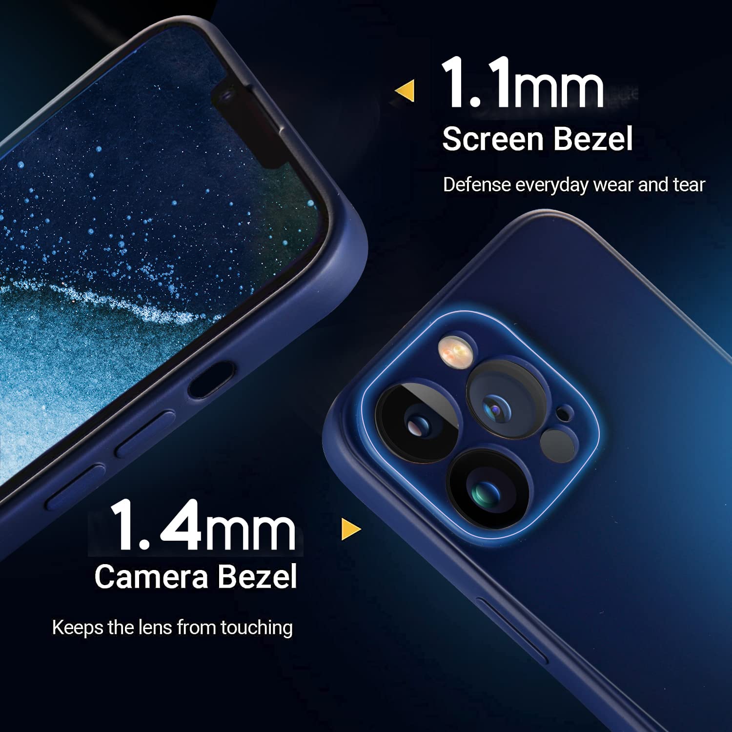 Navy Blue Liquid Silicone Case for iPhone 13 Pro Max (6.7 inch 2022) - Slim Shockproof Protective Cover with Screen Protector | Perfect for Everyday Use, Travel & Work Protection