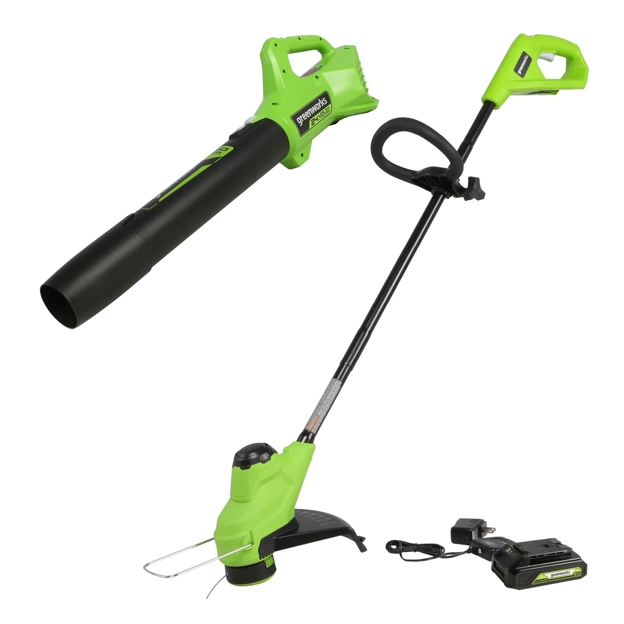 Greenworks 24V 10-Inch TORQDRIVE Cordless String Trimmer and Axial Blower Combo Kit (90 MPH / 320 CFM) with 2Ah USB Battery & Charger - Perfect for Lawn Care, Yard Maintenance, and Leaf Cleanup